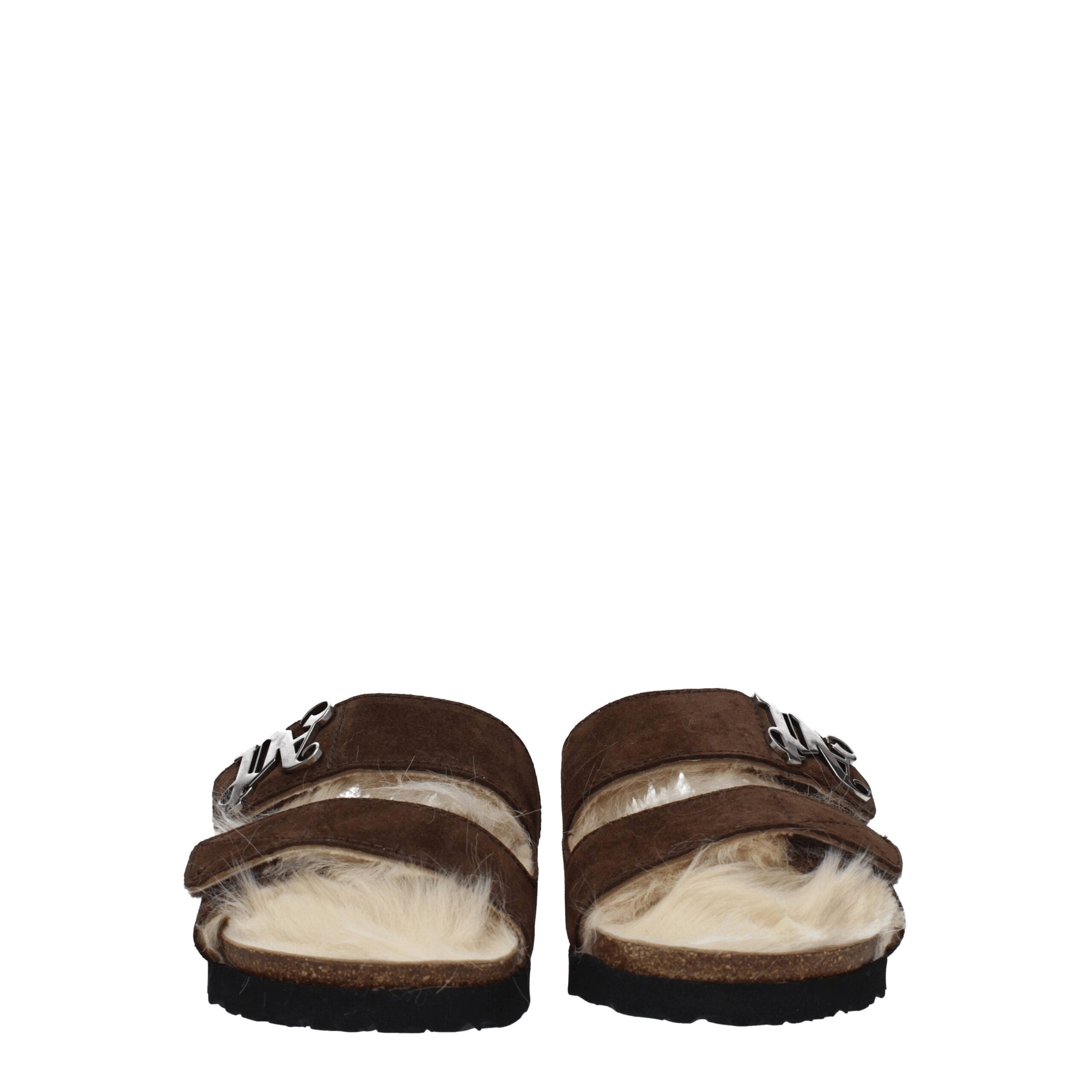 Brown Leather Slippers Sandals Palm Angels