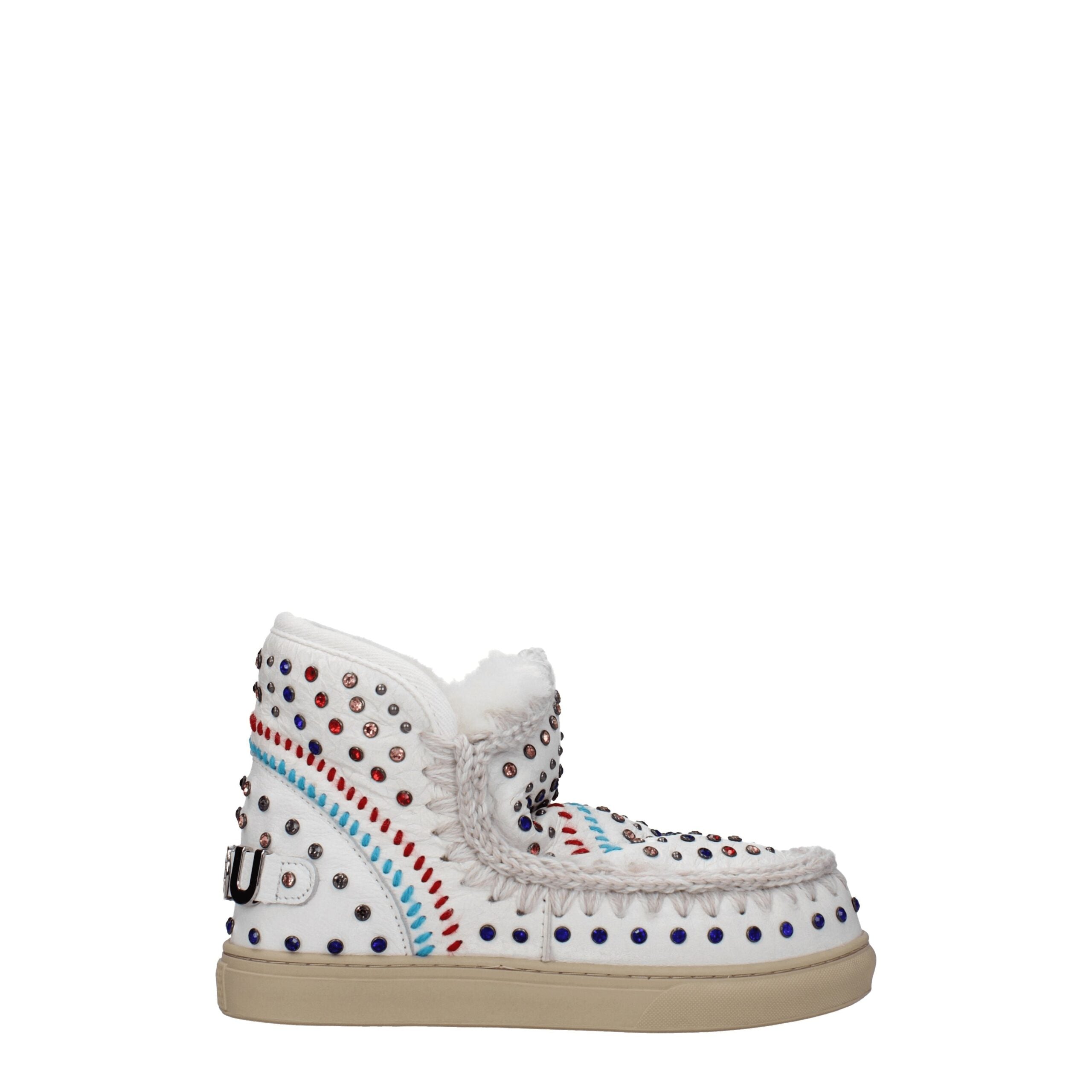 White Leather Ankle Boots Mou