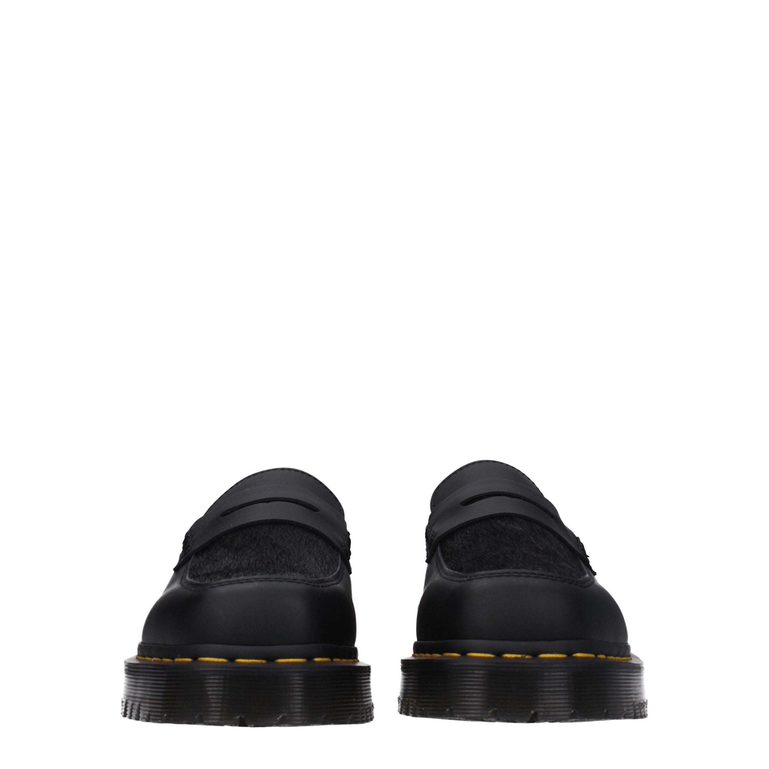 Black Leather Slip-On Loafers Dr. Martens