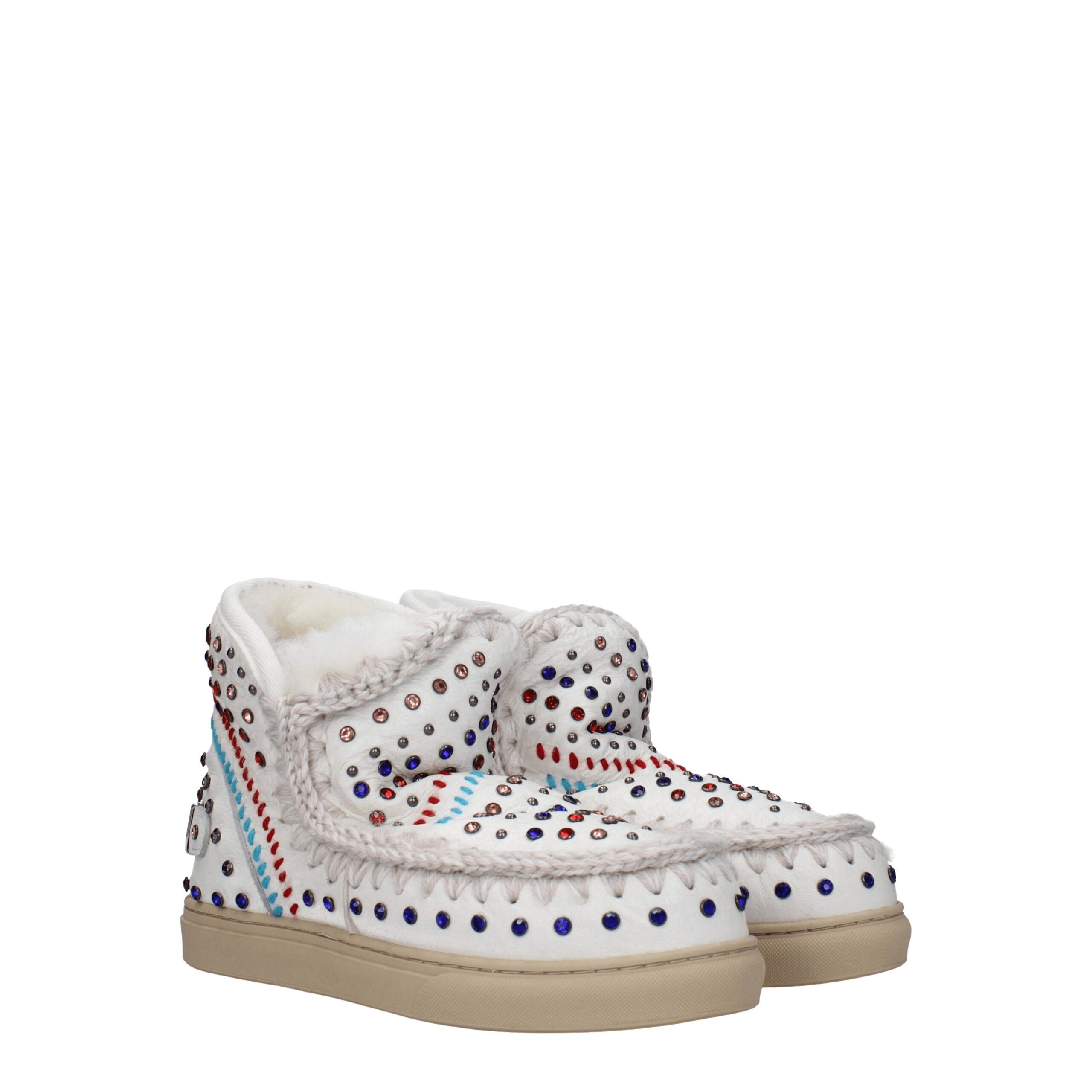 White Leather Ankle Boots Mou