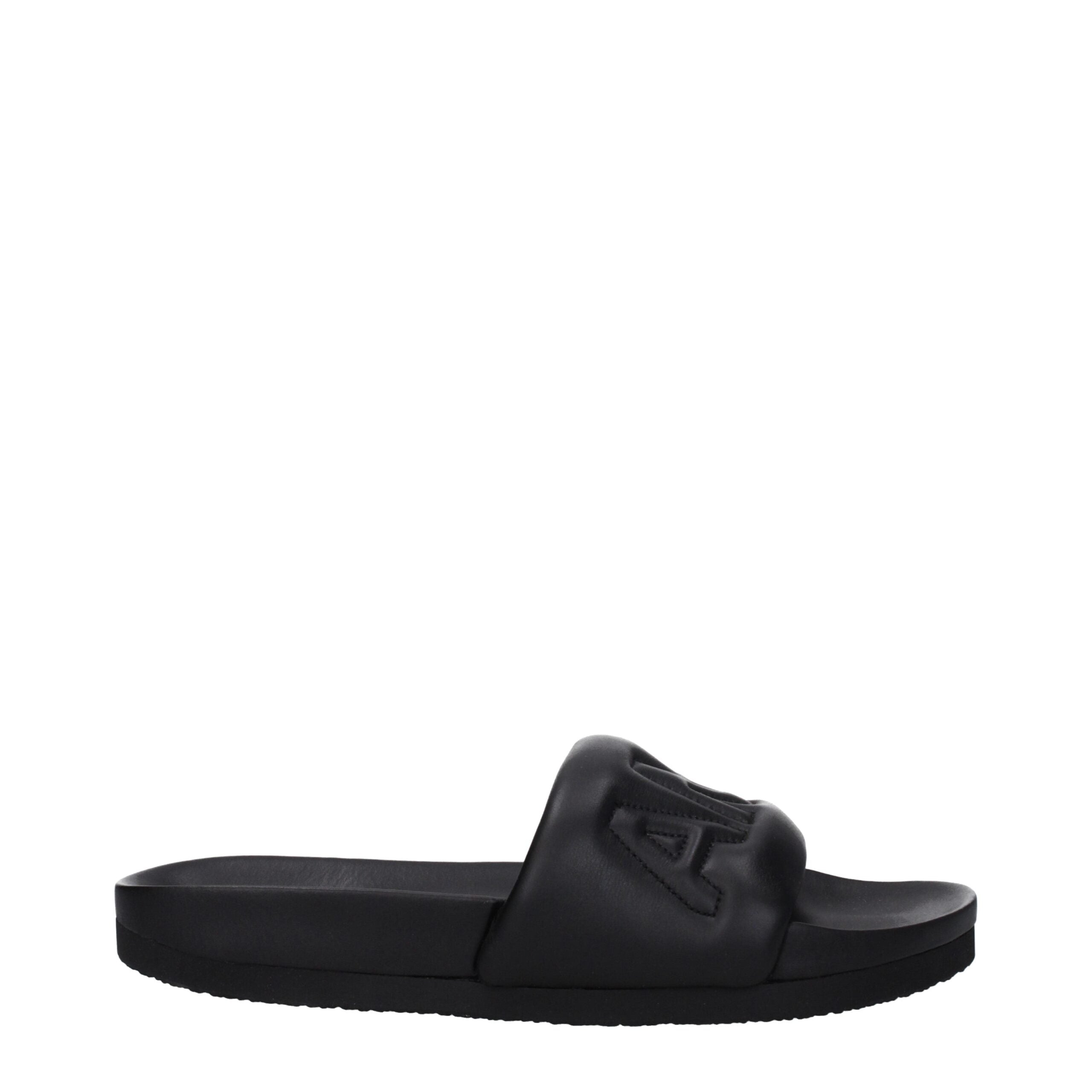 Black Leather Slippers Sandals Ambush