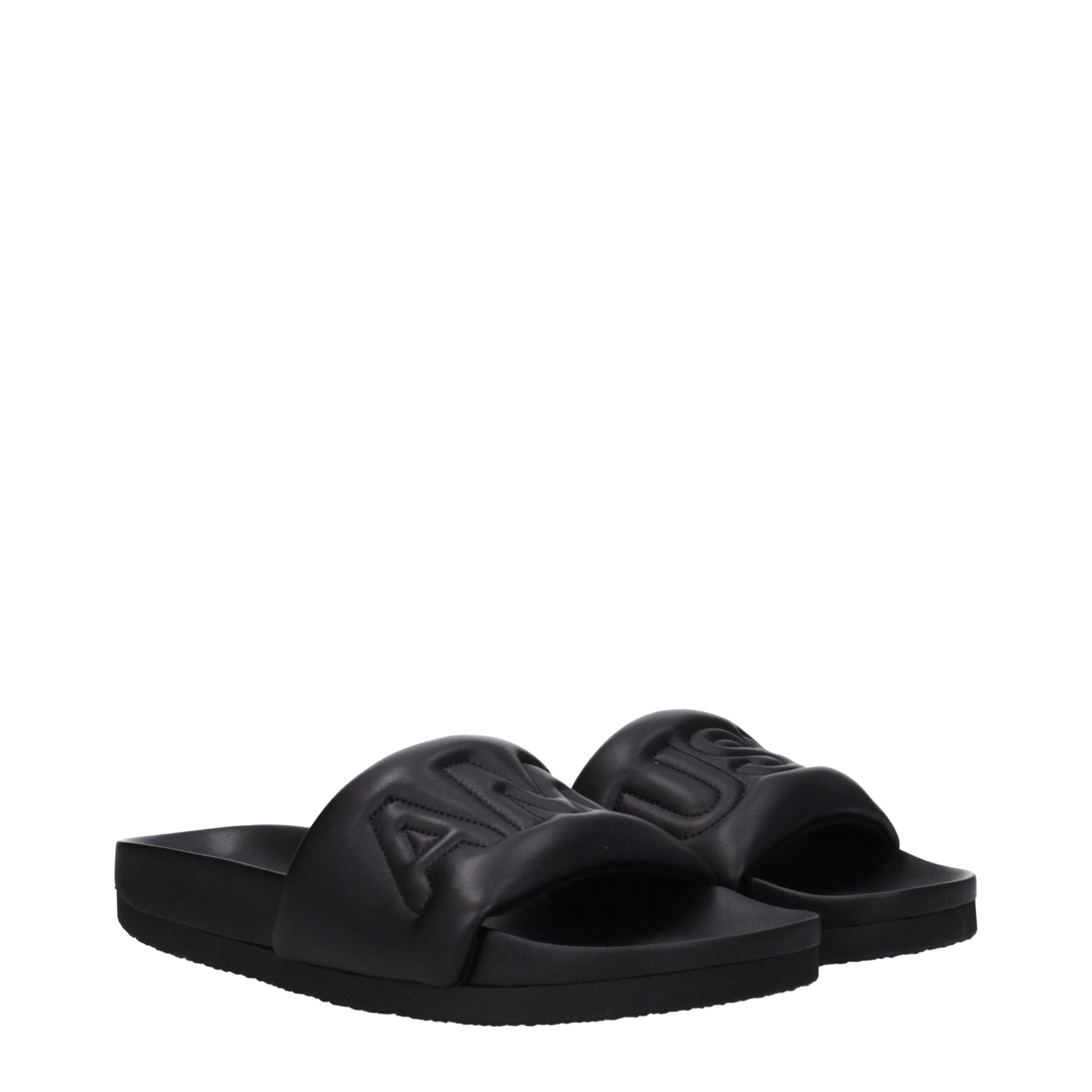 Black Leather Slippers Sandals Ambush