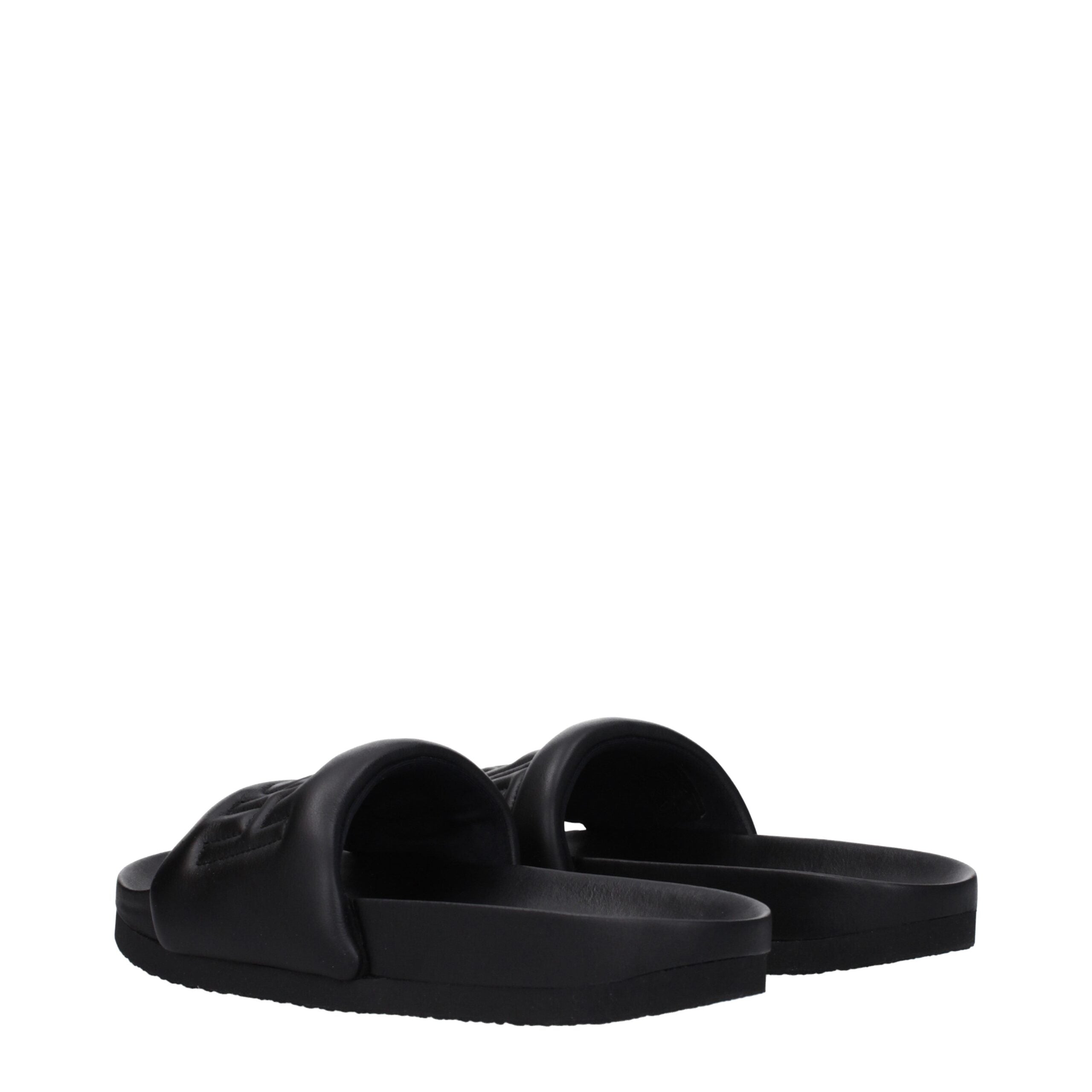 Black Leather Slippers Sandals Ambush