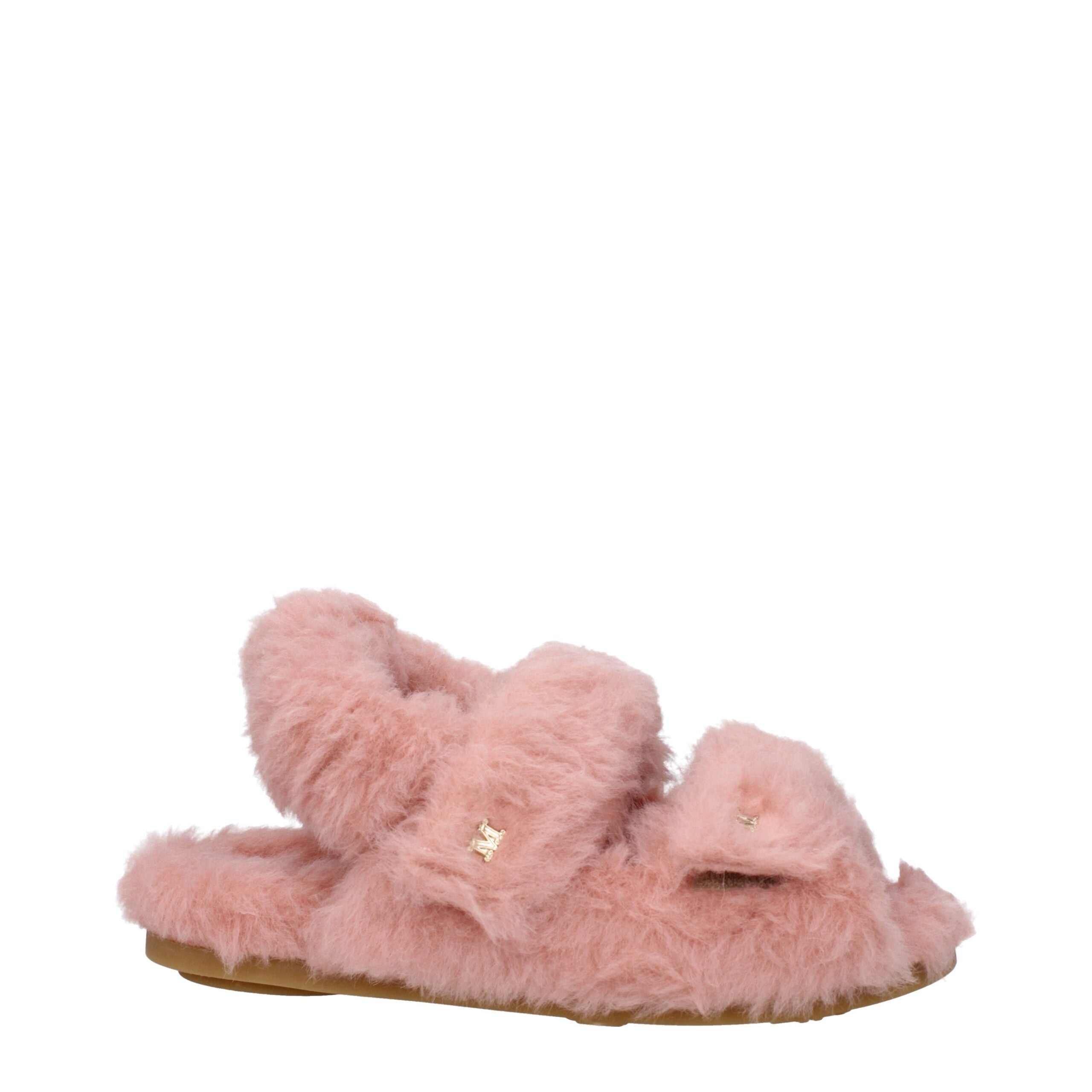 Pink Fur Flat Sandals Max Mara