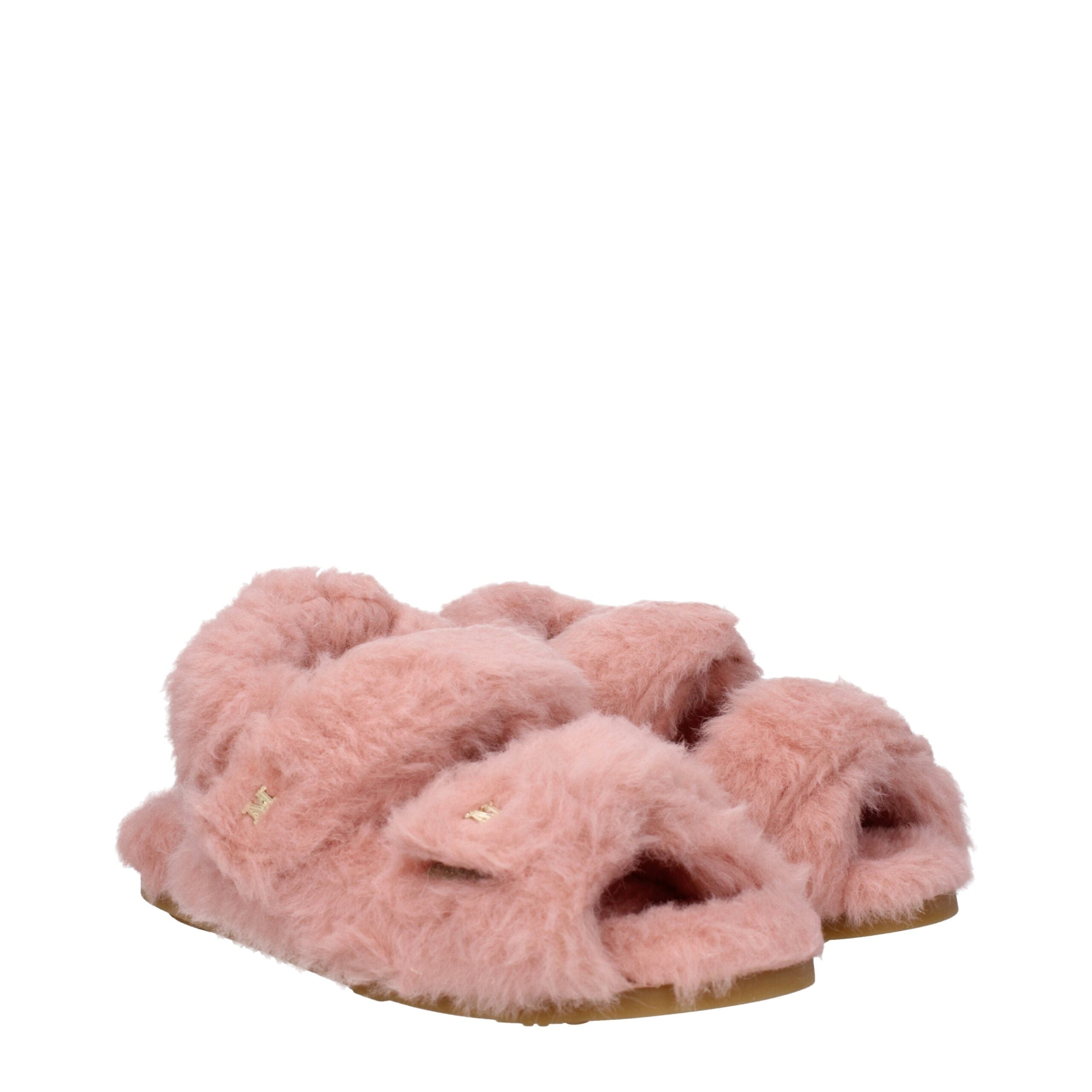 Pink Fur Flat Sandals Max Mara