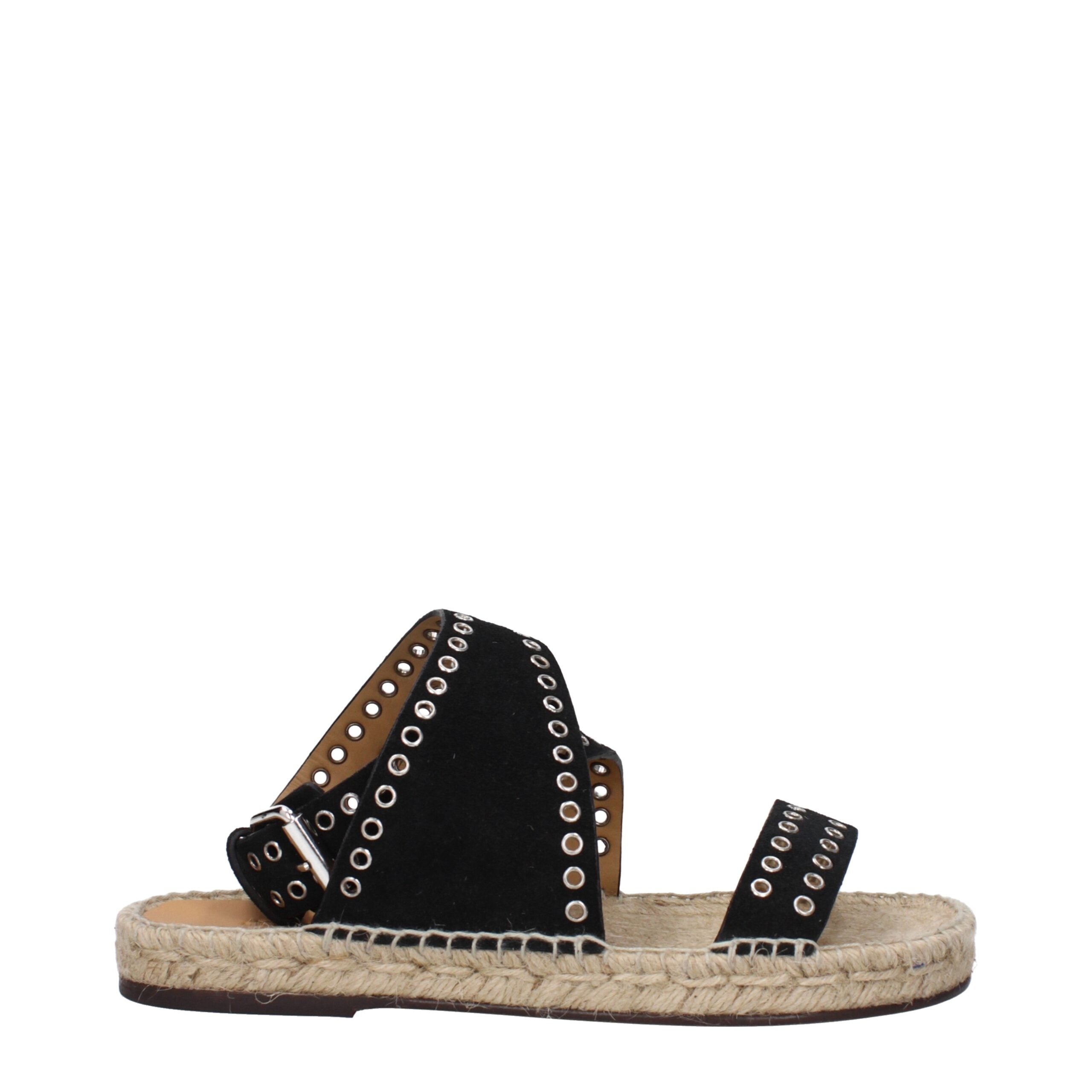 Black Leather Flat Sandals Isabel Marant