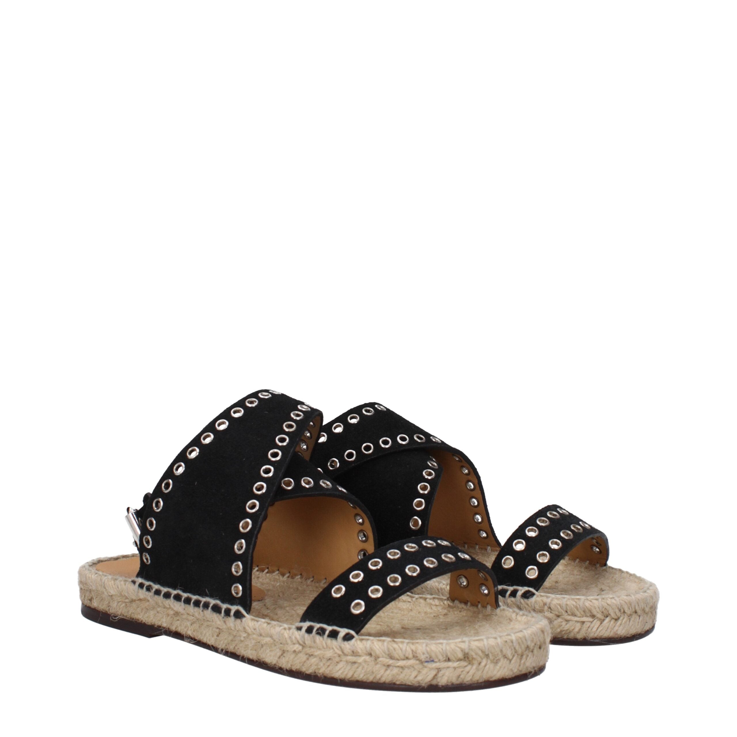 Black Leather Flat Sandals Isabel Marant