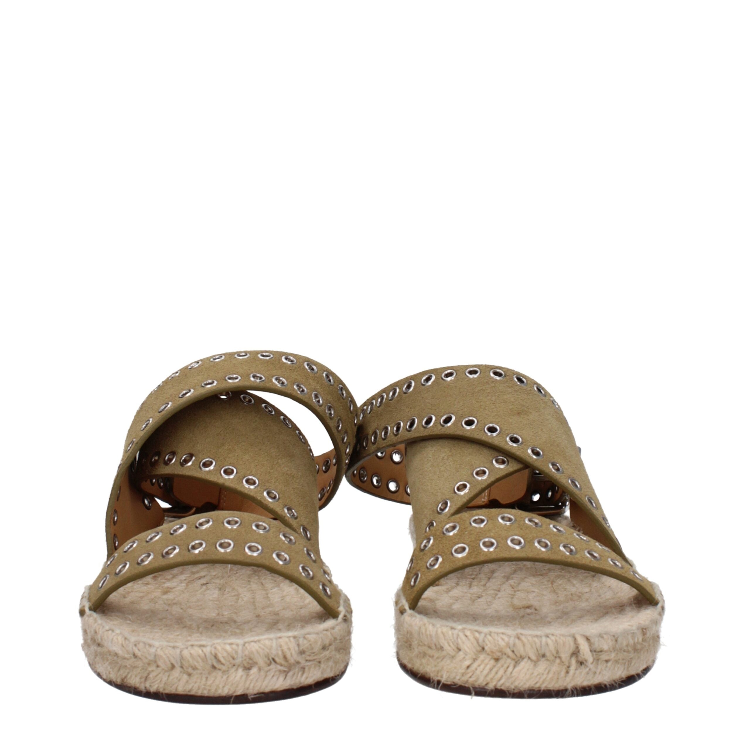Green Leather Flat Sandals Isabel Marant
