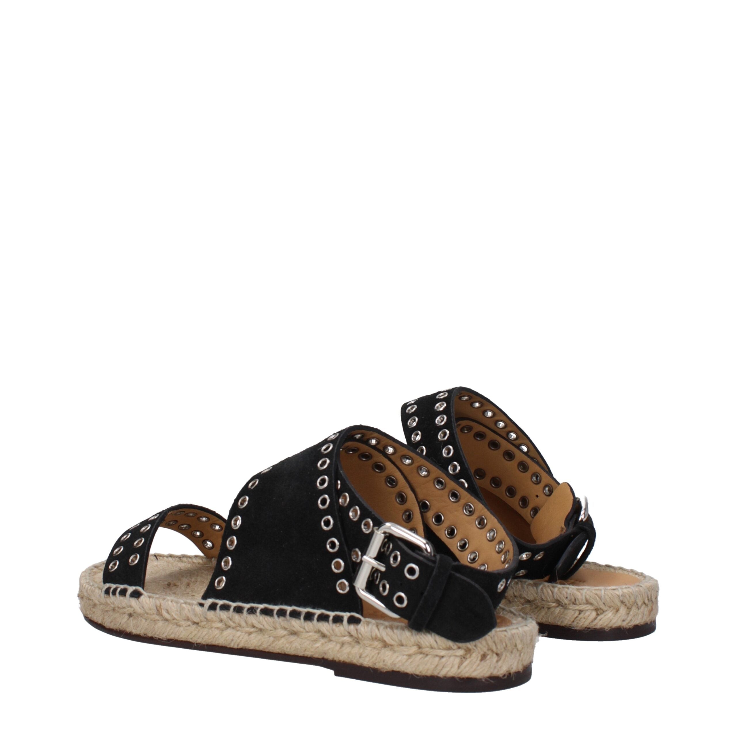 Black Leather Flat Sandals Isabel Marant