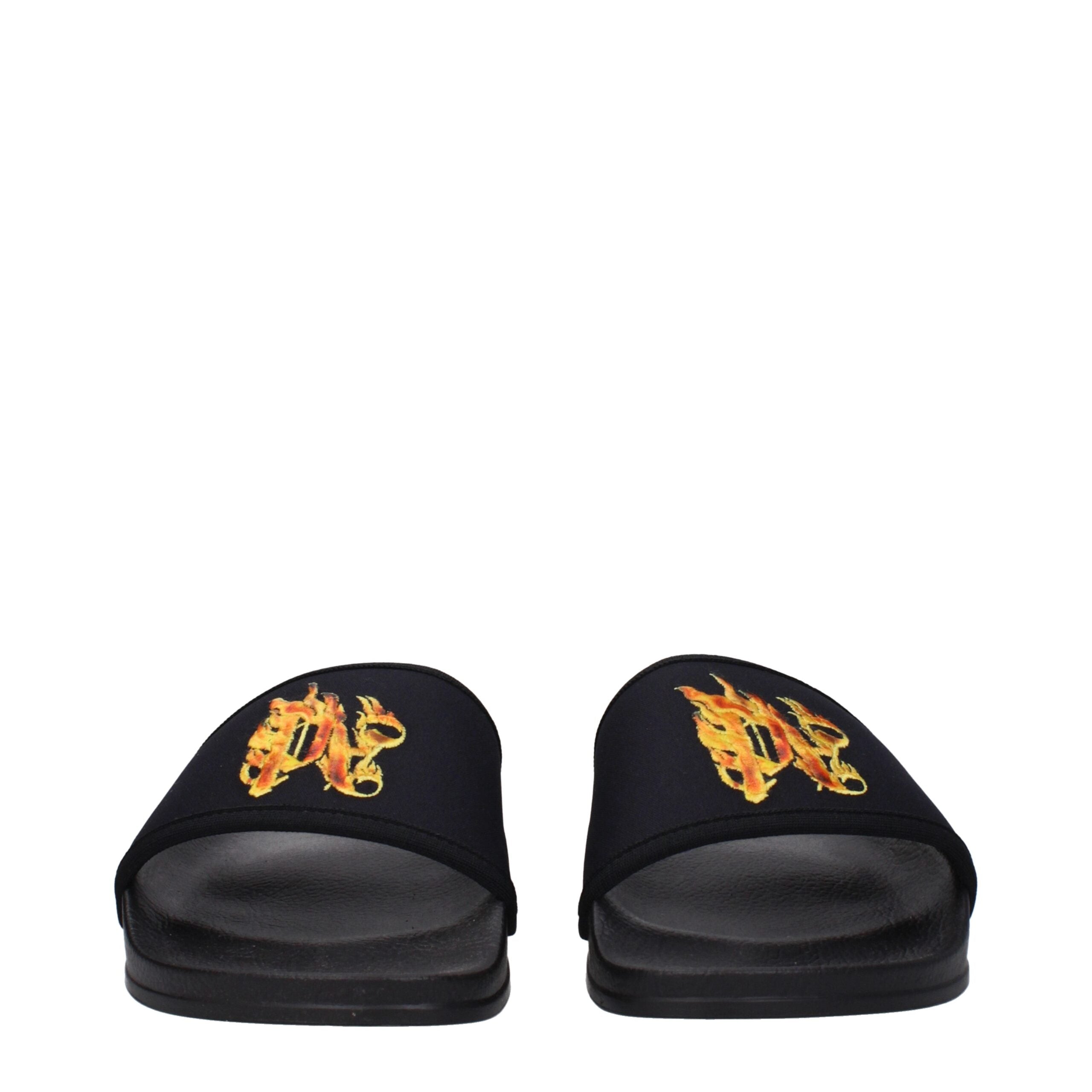 Black Fabric Slippers Sandals Palm Angels