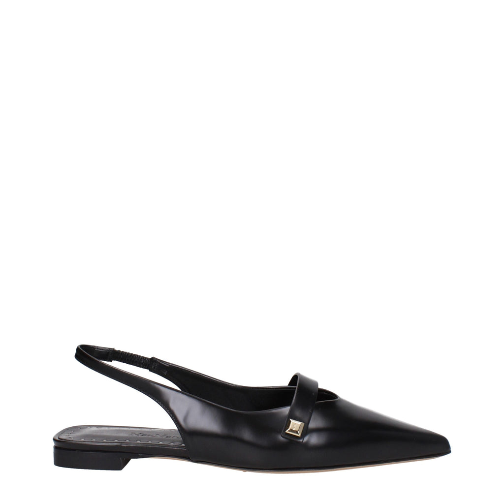 Black Leather Ballet Flats Max Mara