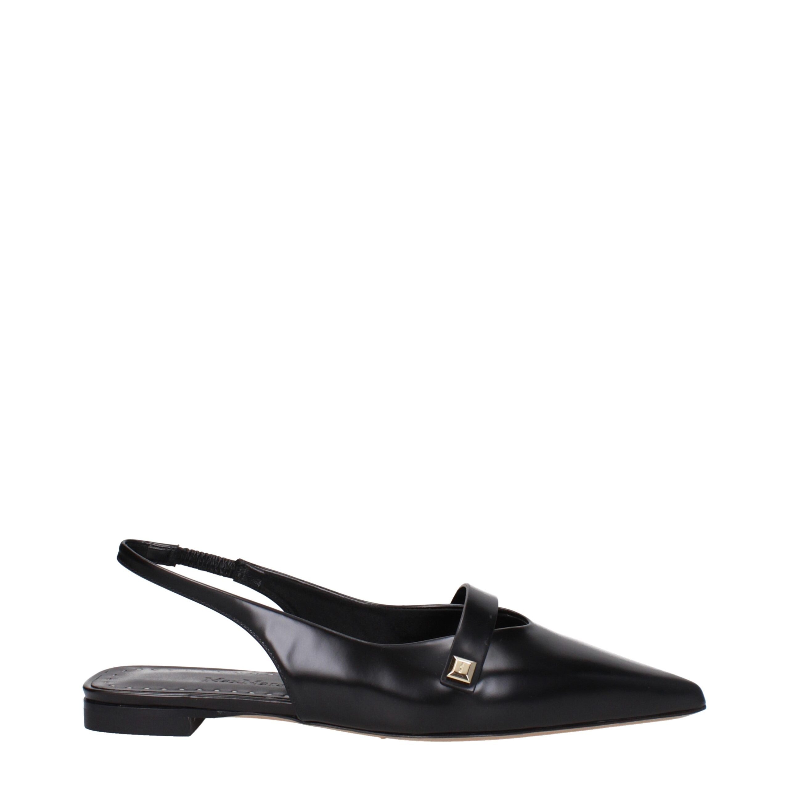 Black Leather Ballet Flats Max Mara