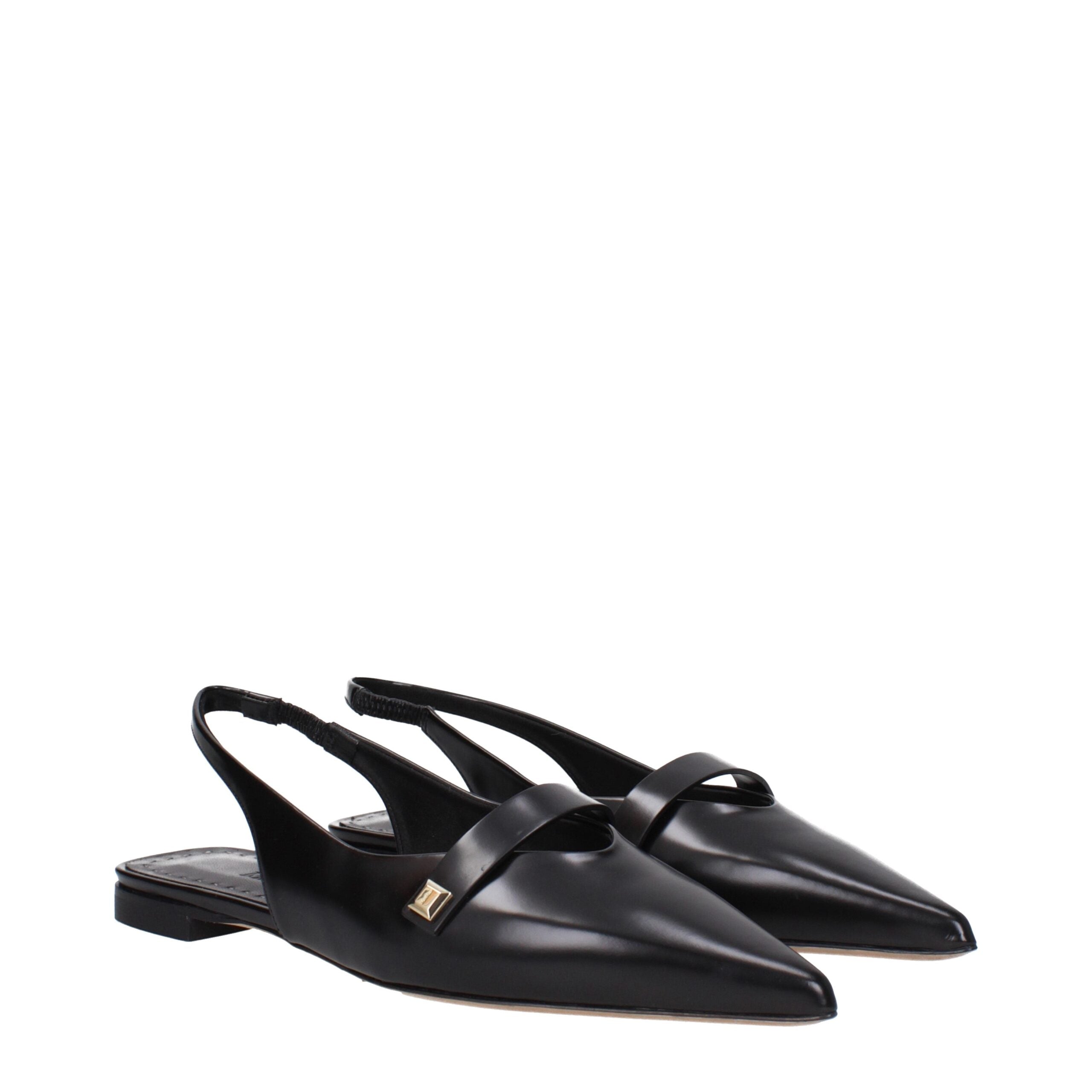 Black Leather Ballet Flats Max Mara