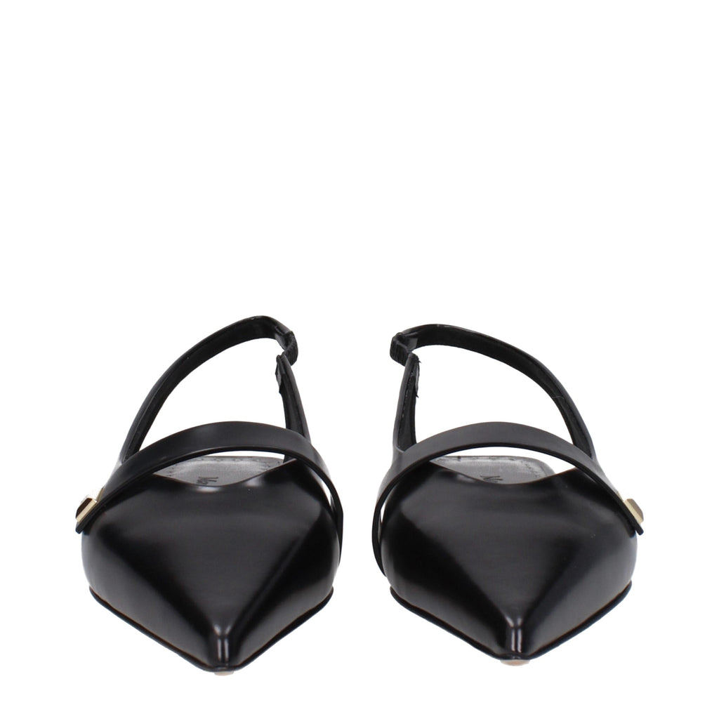 Black Leather Ballet Flats Max Mara