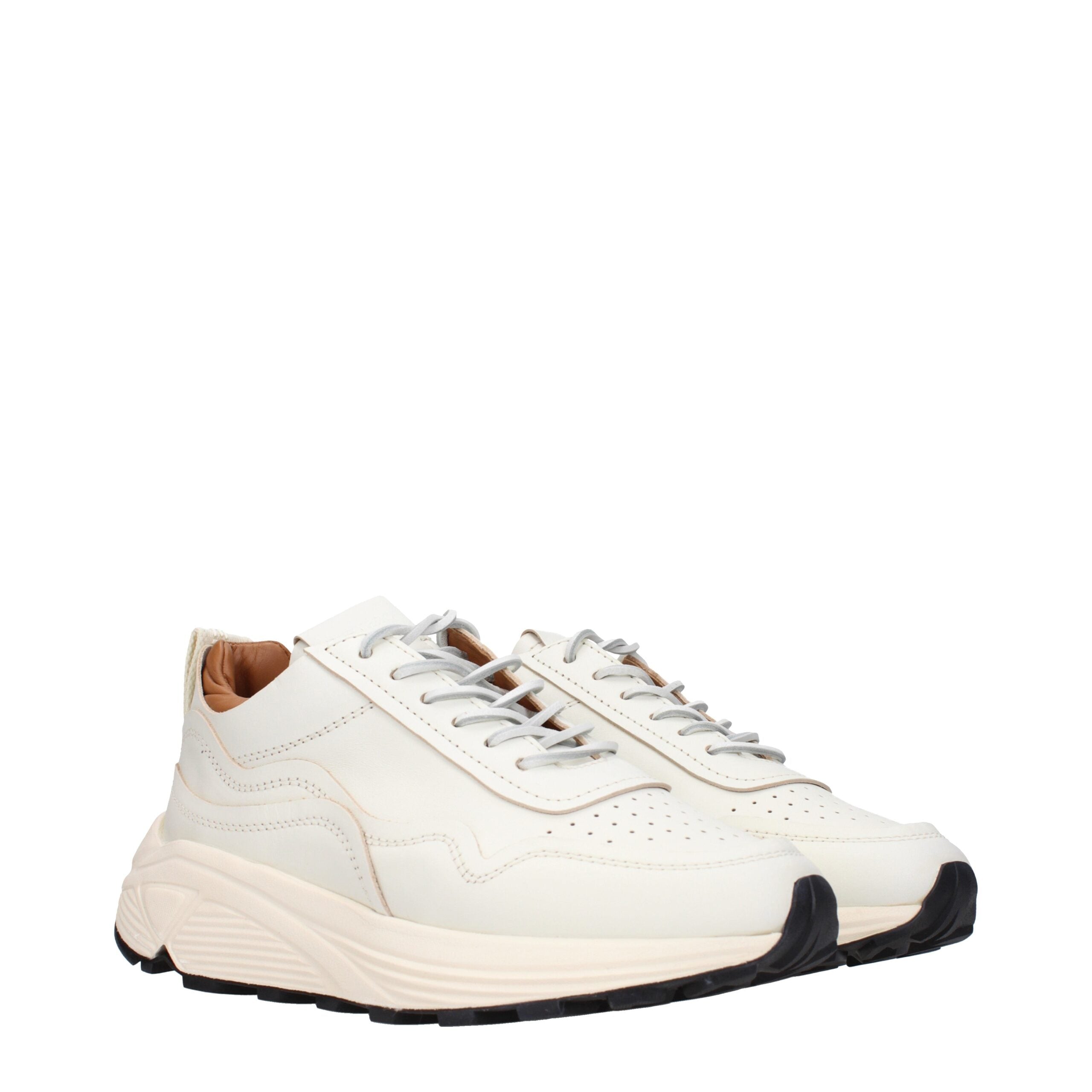 White Leather Low Tops Buttero