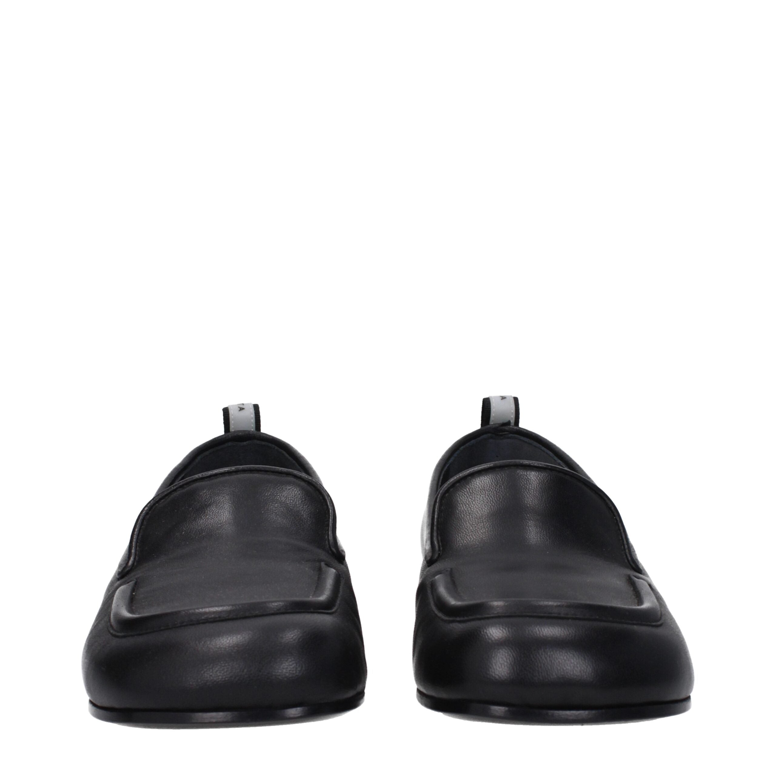 Black Leather Slip-On Loafers Premiata
