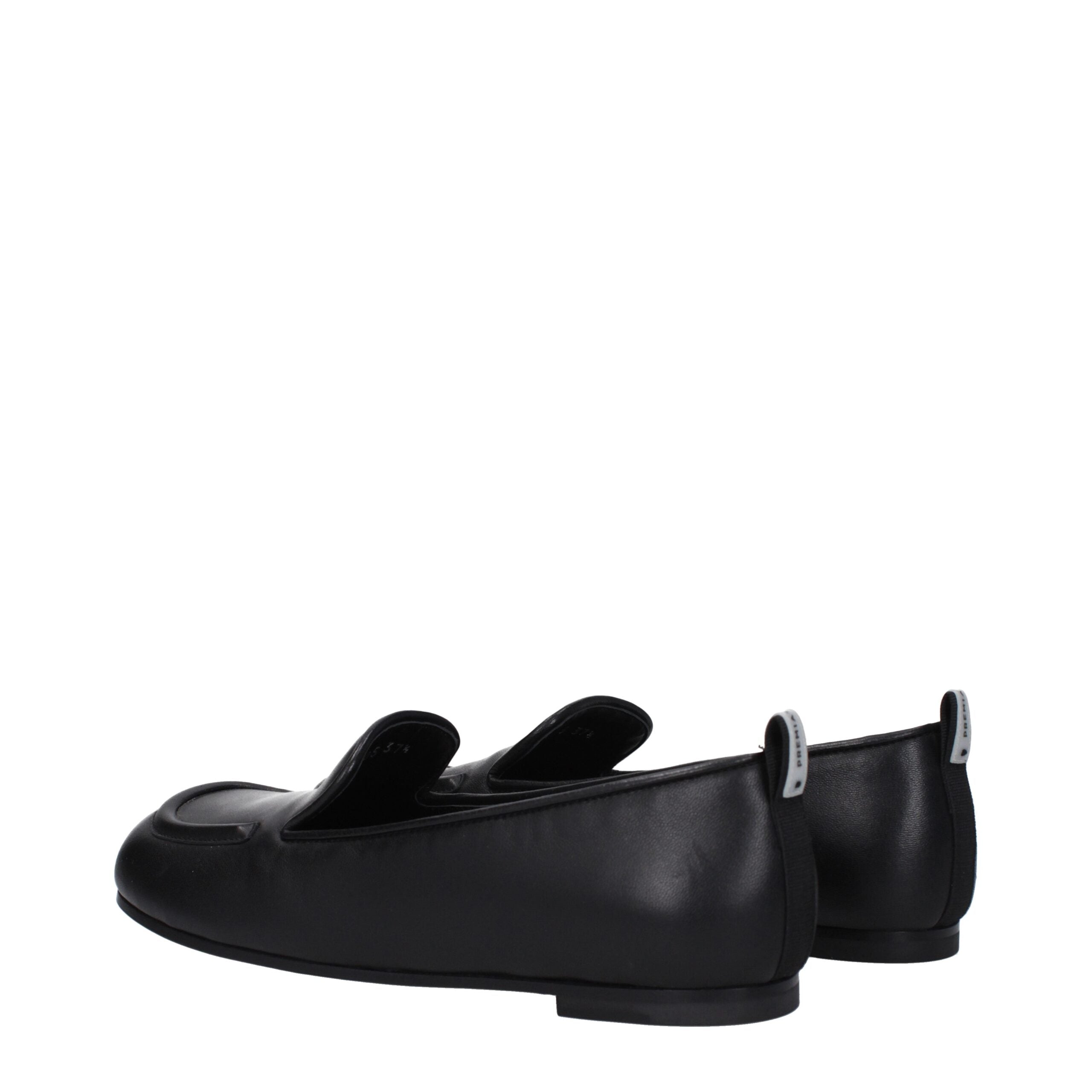 Black Leather Slip-On Loafers Premiata
