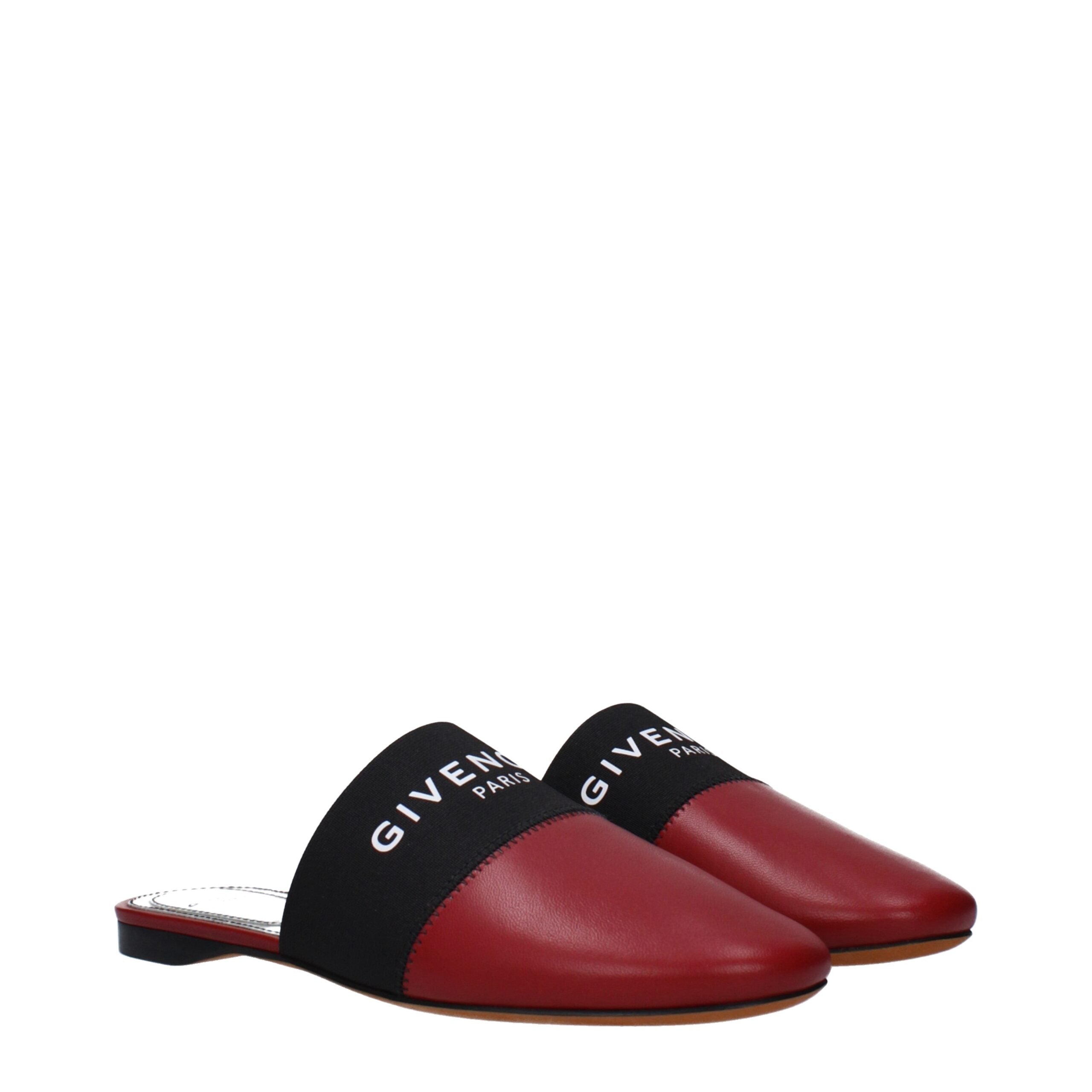 Red Leather Slippers Sandals Givenchy