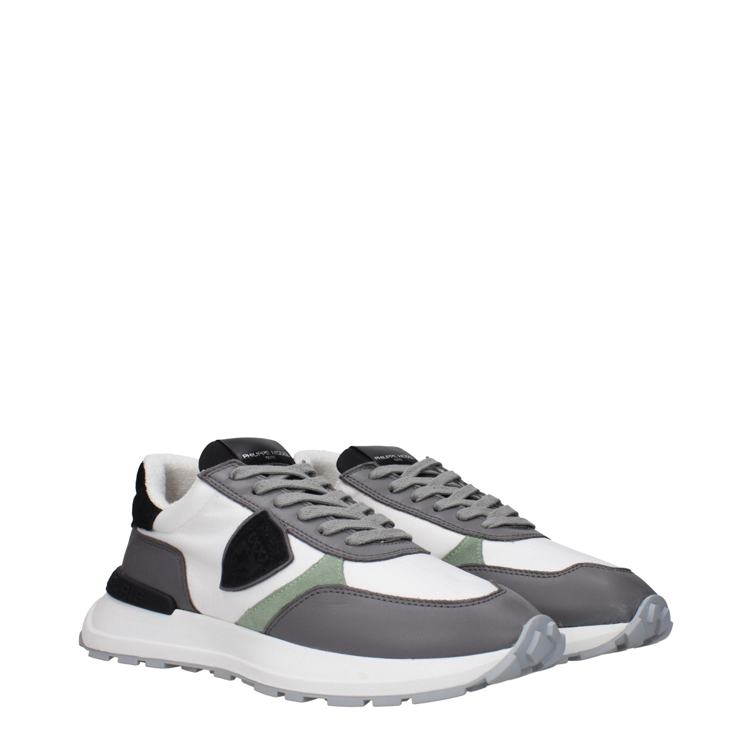 White Fabric Athletic Sneakers Philippe Model
