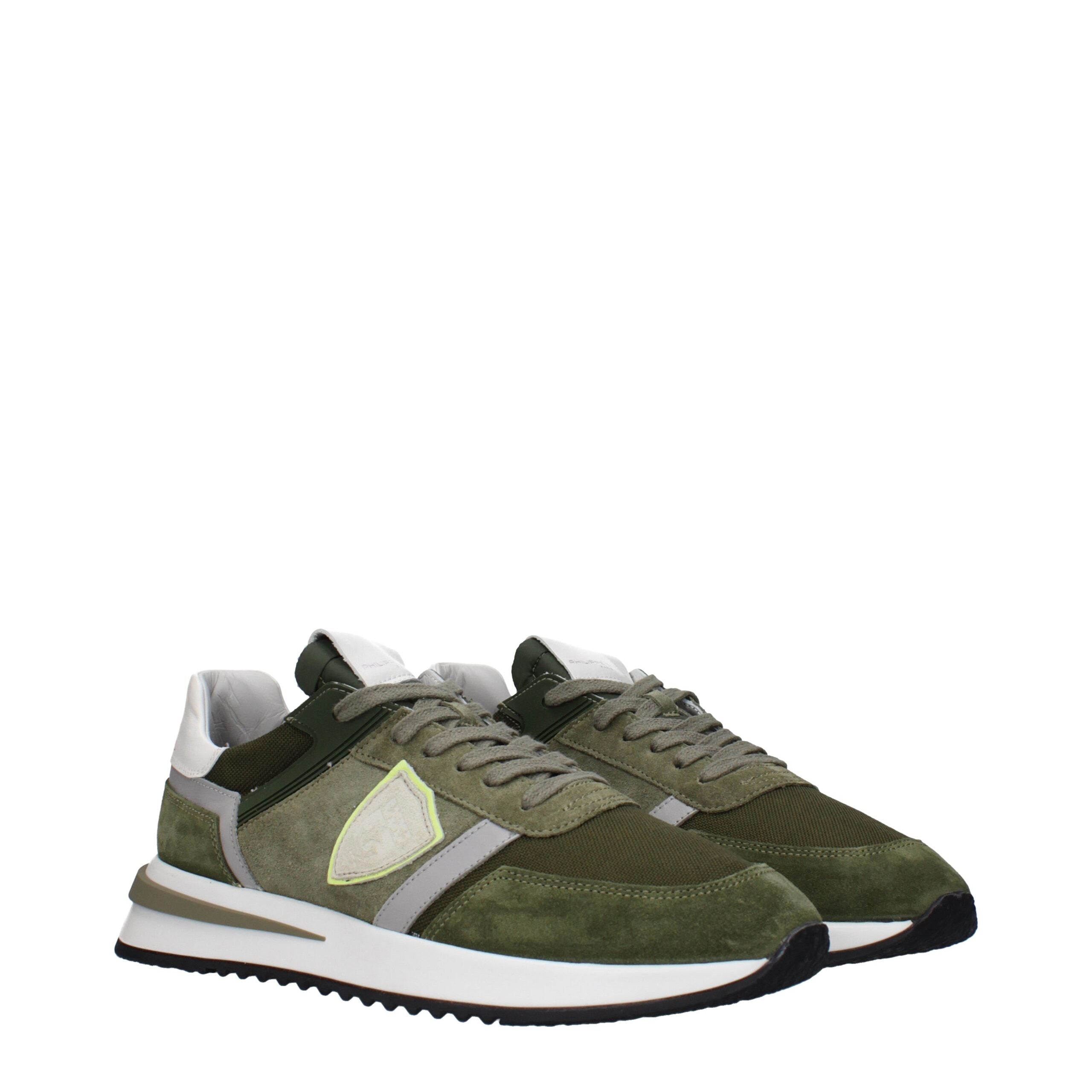 Green Leather Athletic Sneakers Philippe Model