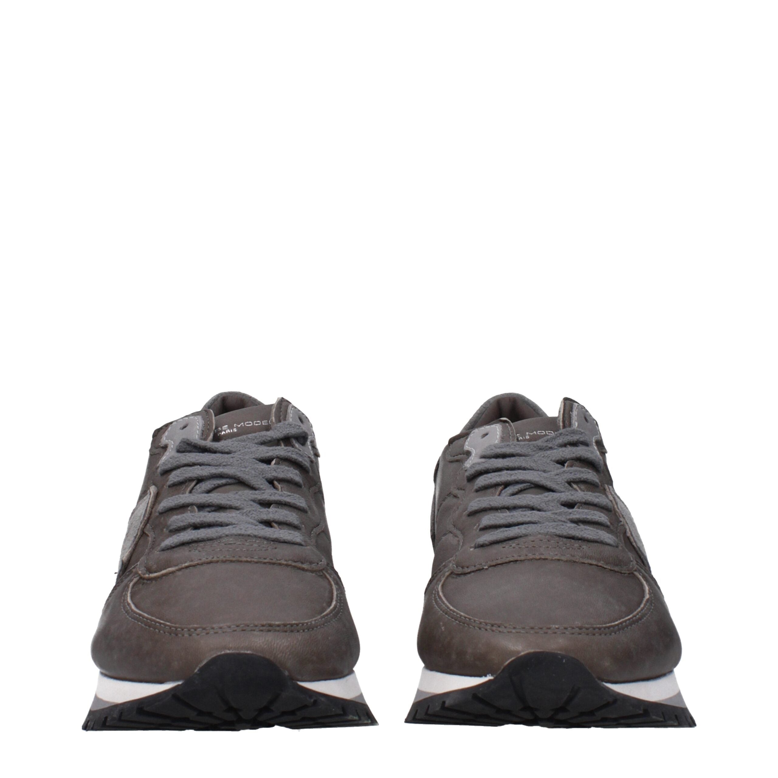 Gray Leather Sneakers Philippe Model