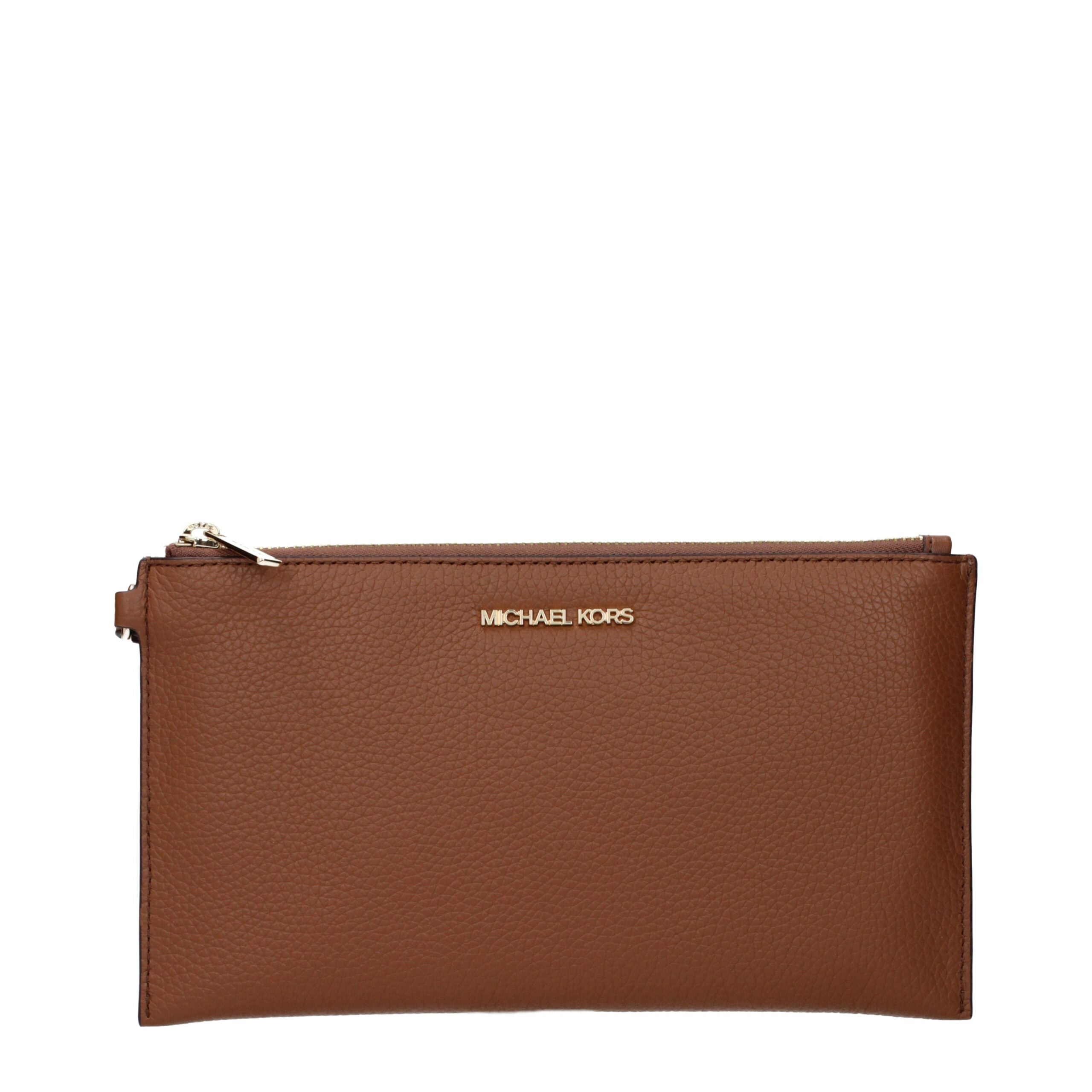 Brown Leather Clutch Bags Michael Kors