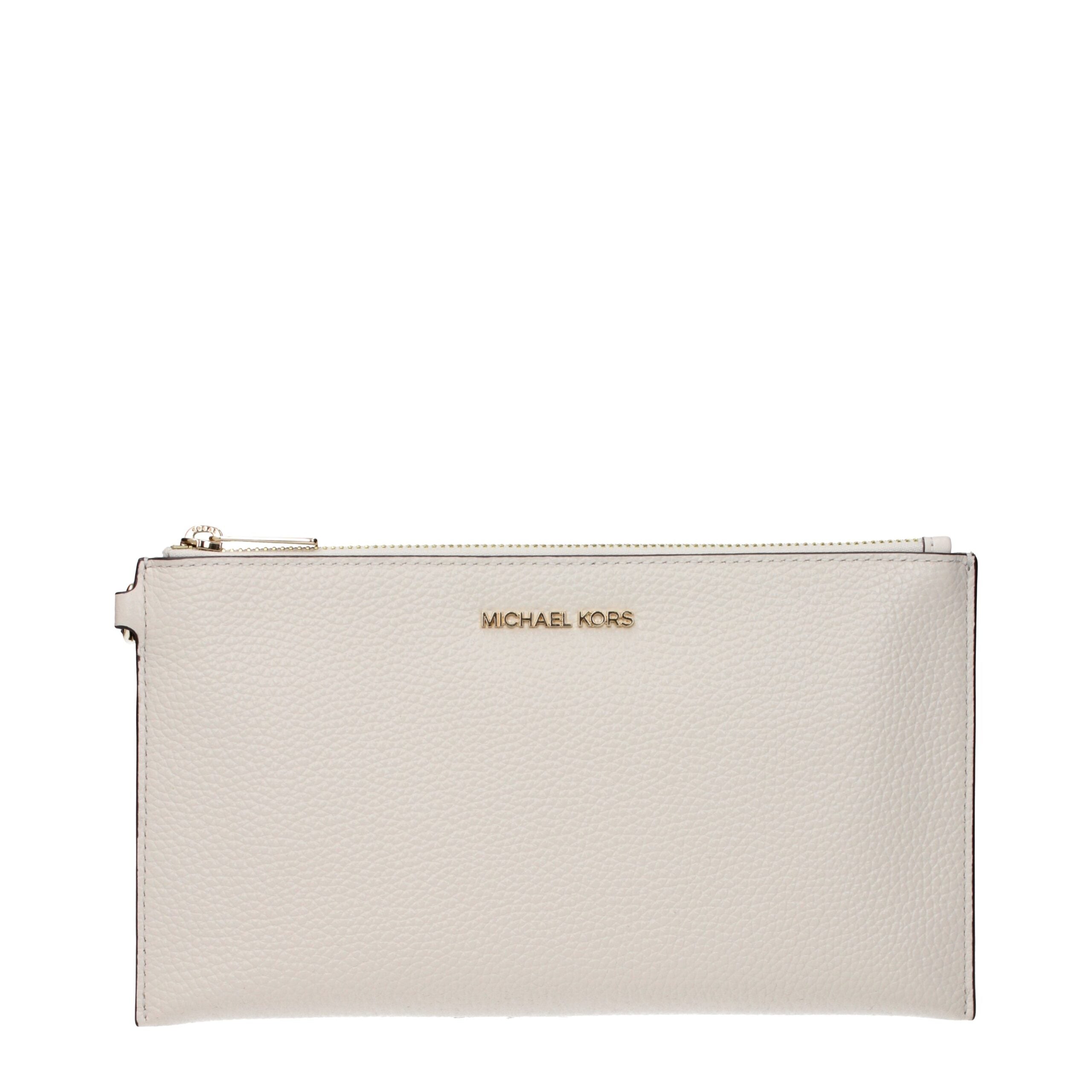 Beige Leather Clutch Bags Michael Kors