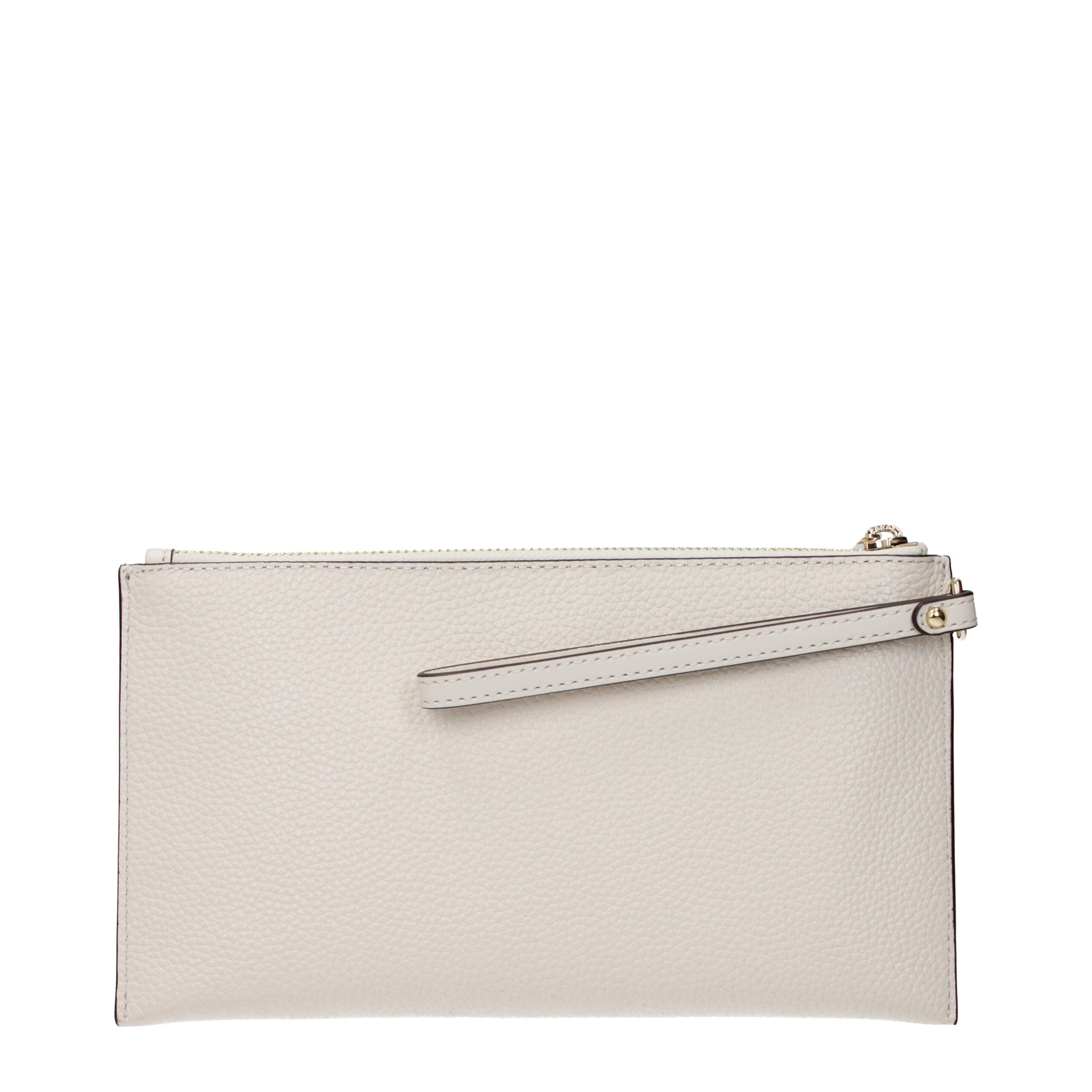 Beige Leather Clutch Bags Michael Kors