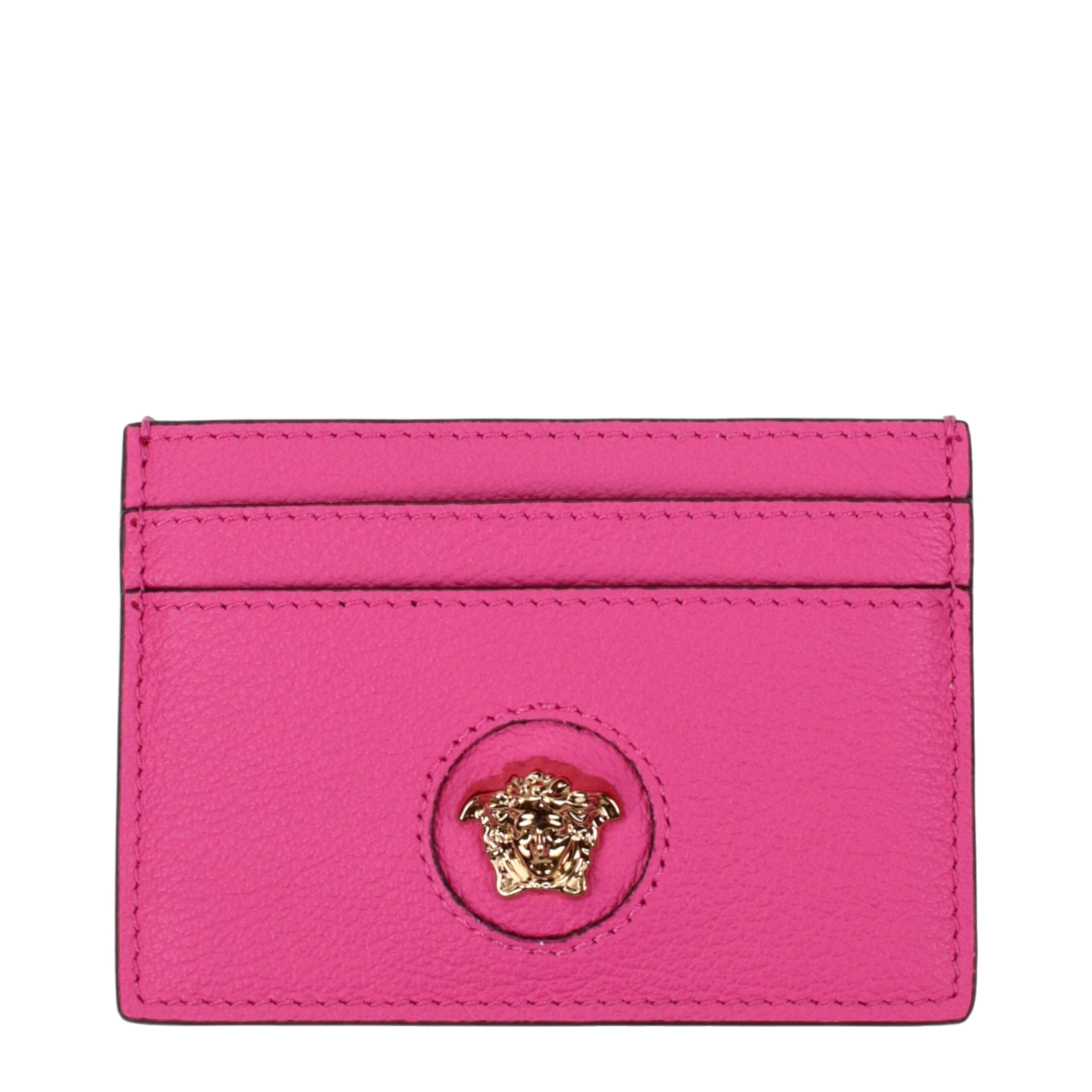 Pink Leather Cardholders Versace