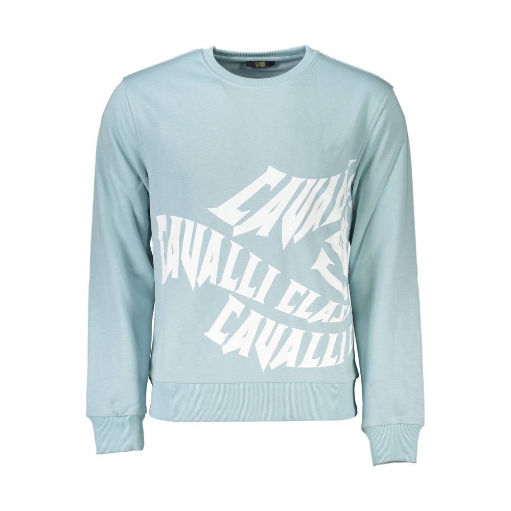 Blue Cotton Men Sweater Cavalli Class