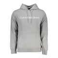 "Gray Cotton Men Sweater with Hood and Central Pocket" Calvin Klein