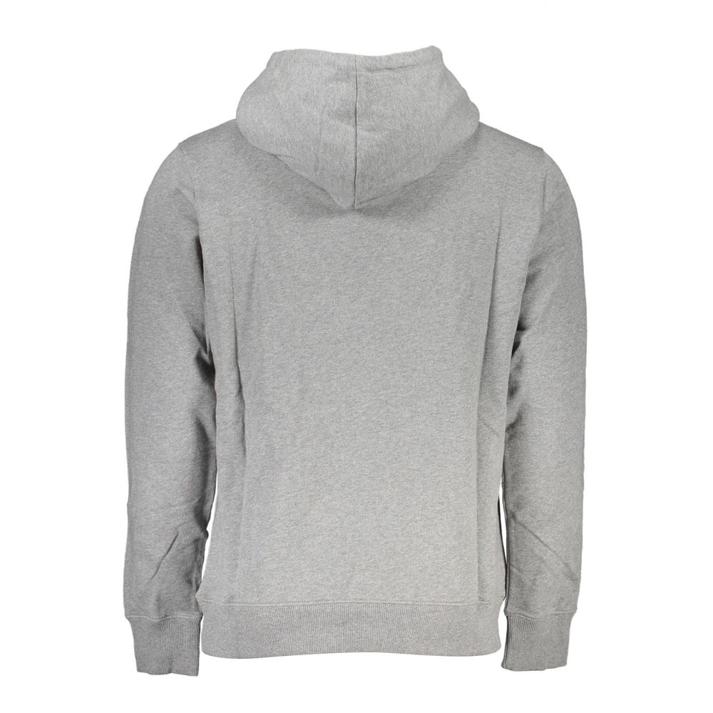 "Gray Cotton Men Sweater with Hood and Central Pocket" Calvin Klein