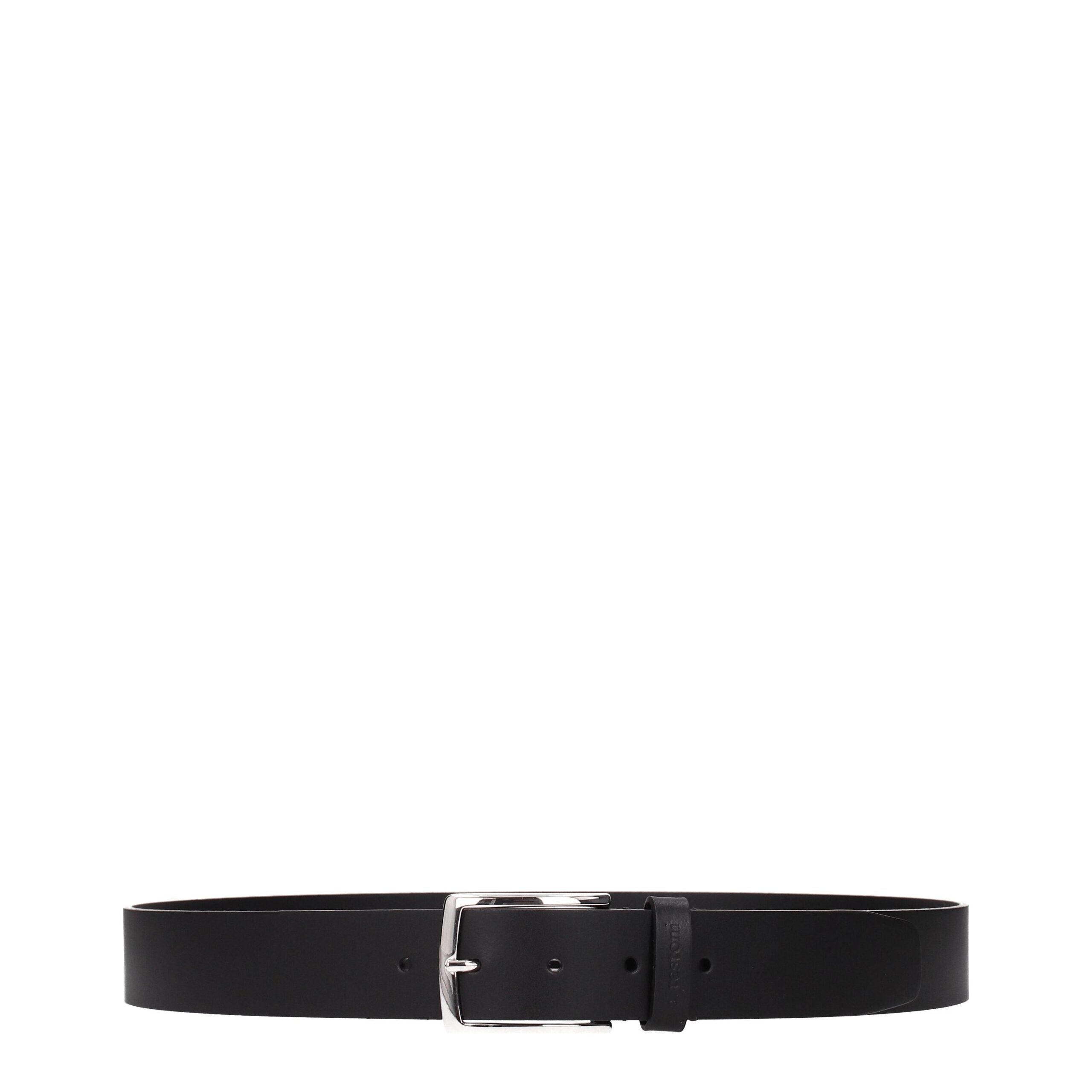 Black Leather Regular Belts Testoni