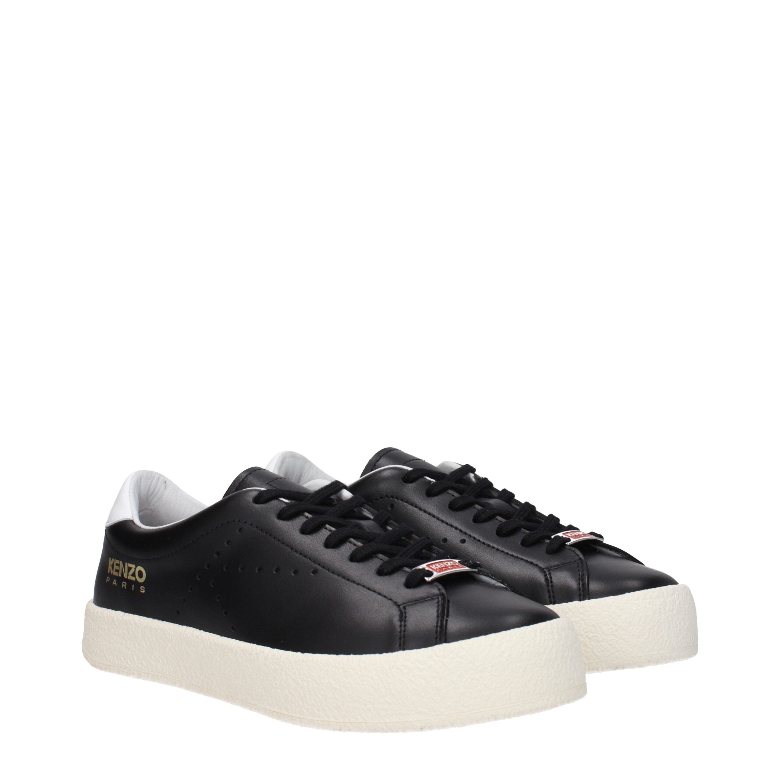 Black Leather Low Tops Kenzo