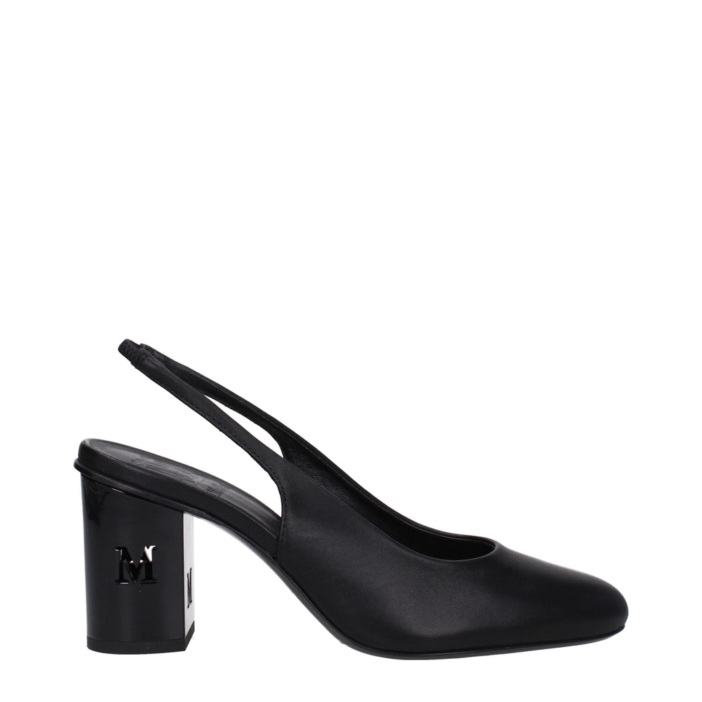 Black Leather High Heel Pumps Max Mara