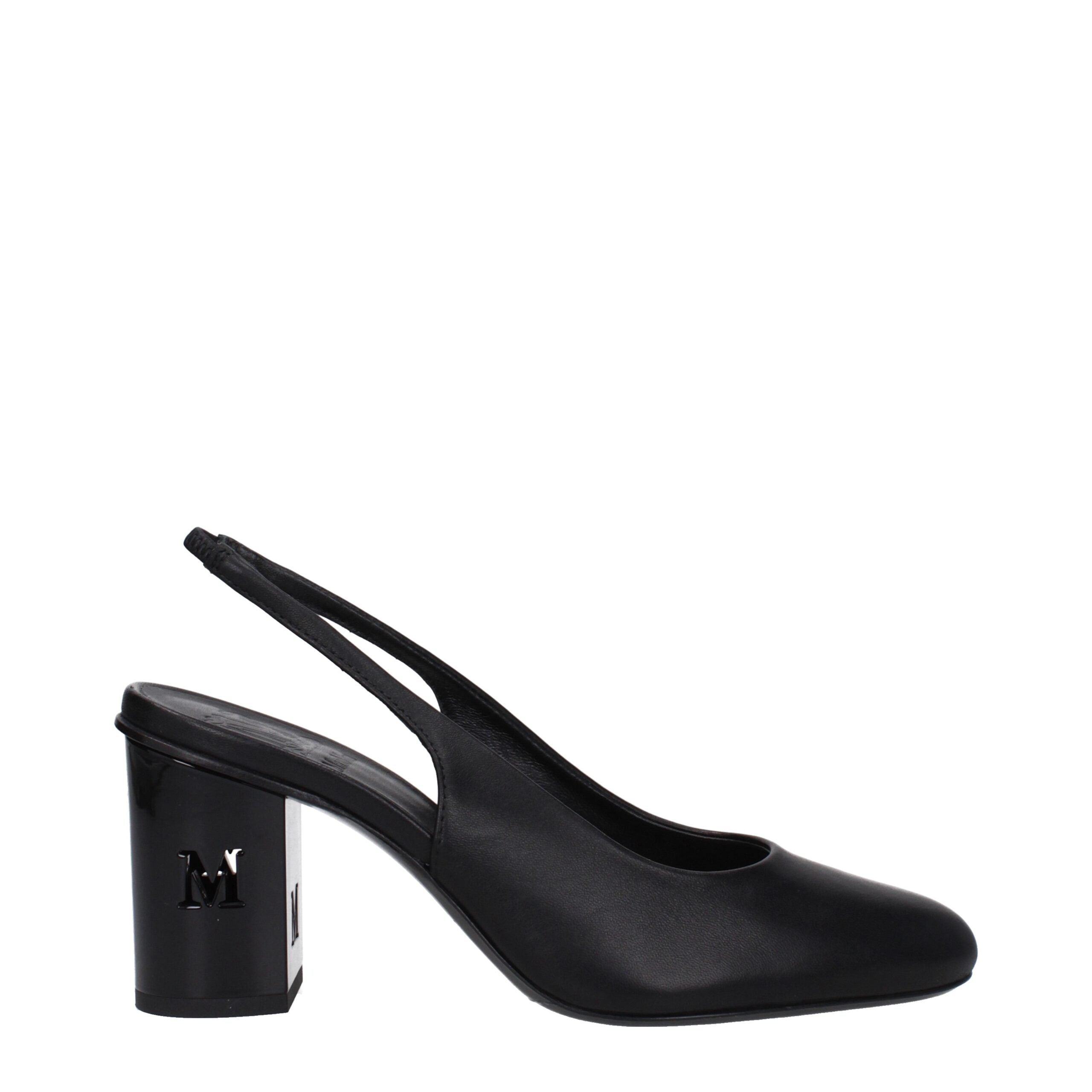 Black Leather High Heel Pumps Max Mara