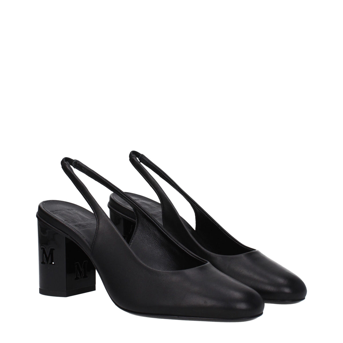 Black Leather High Heel Pumps Max Mara
