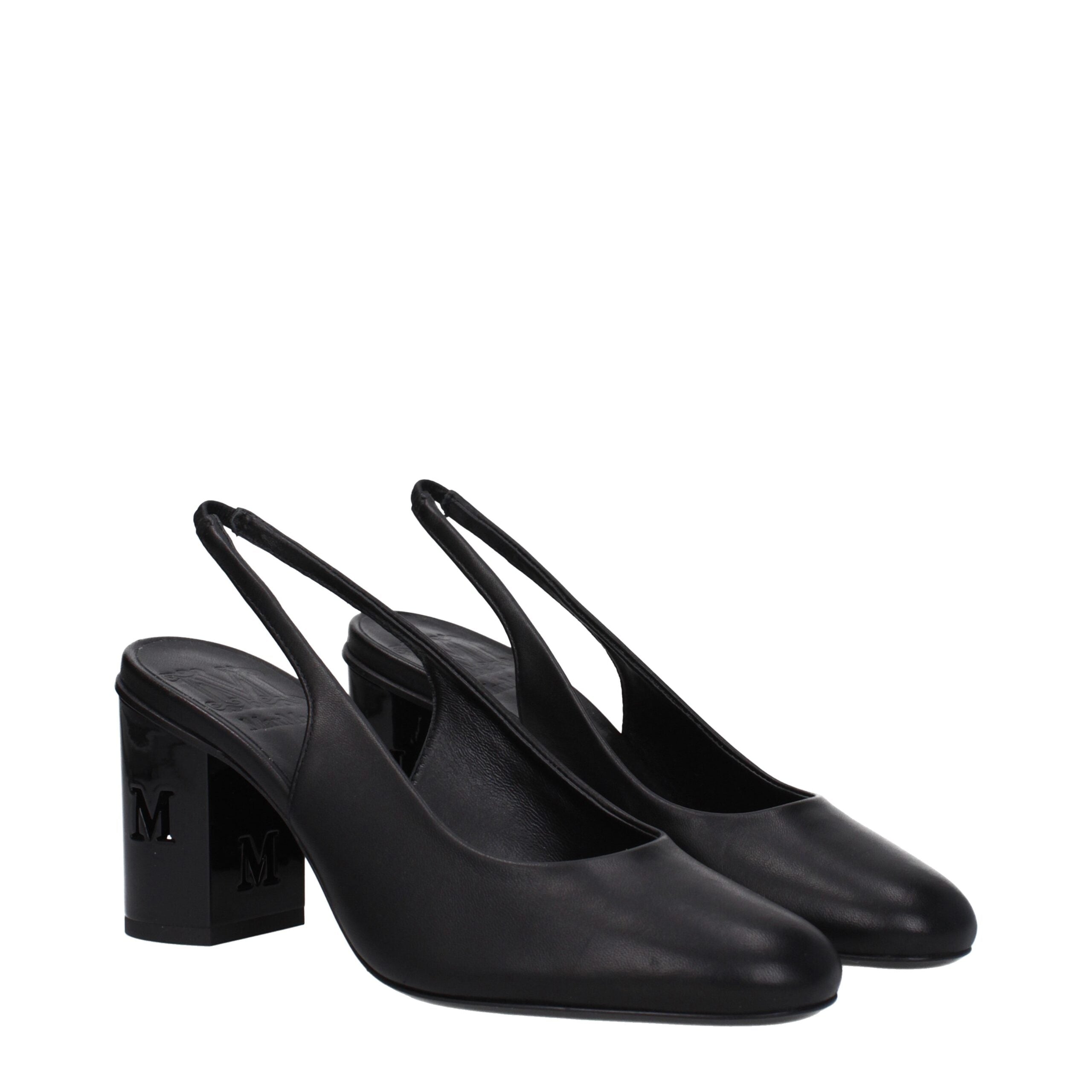 Black Leather High Heel Pumps Max Mara