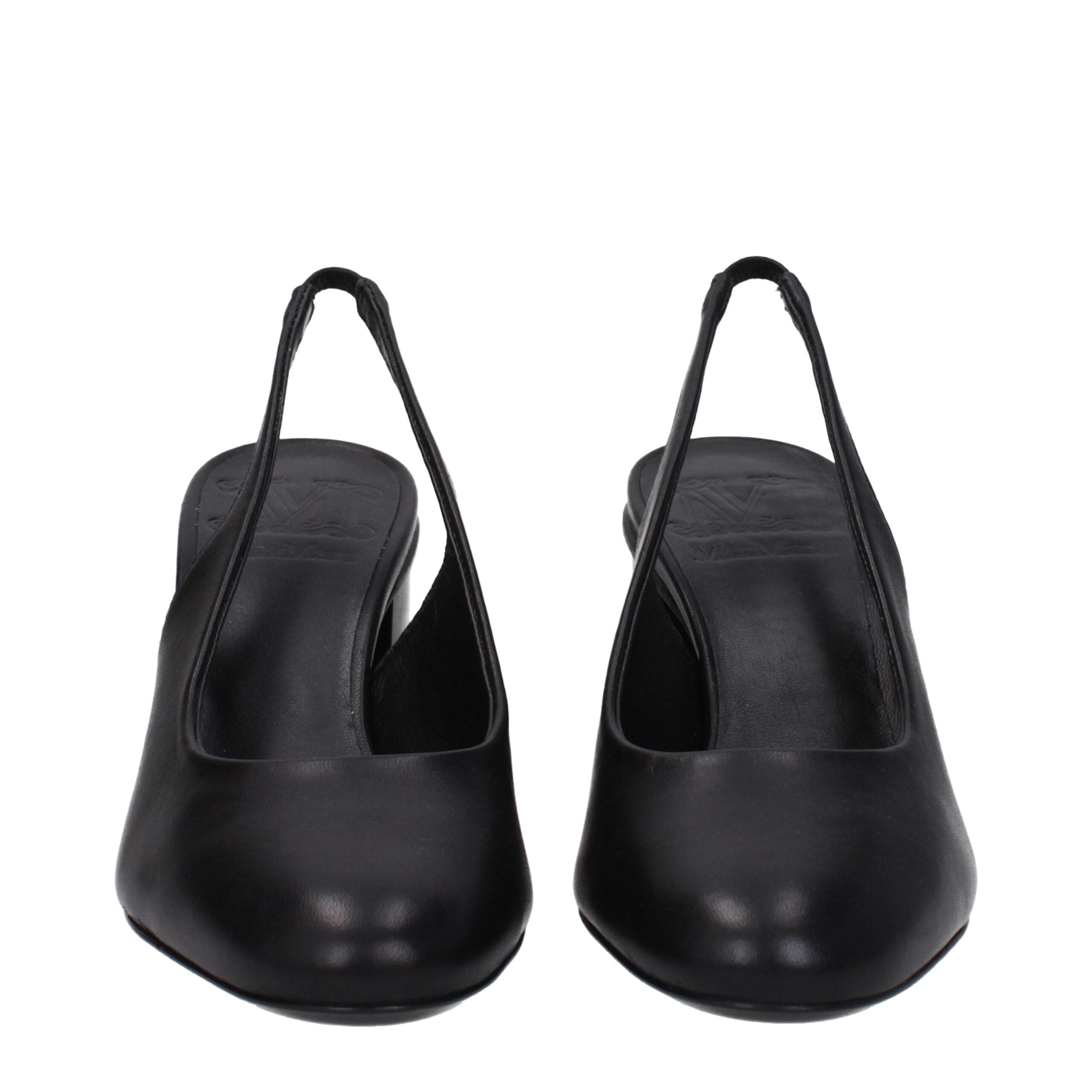 Black Leather High Heel Pumps Max Mara
