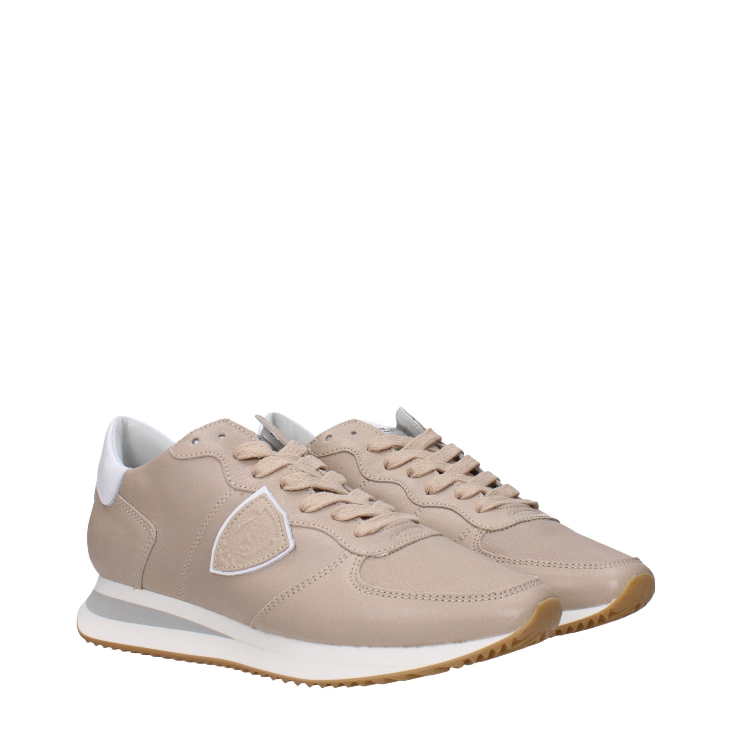 Beige Leather Low Tops Philippe Model
