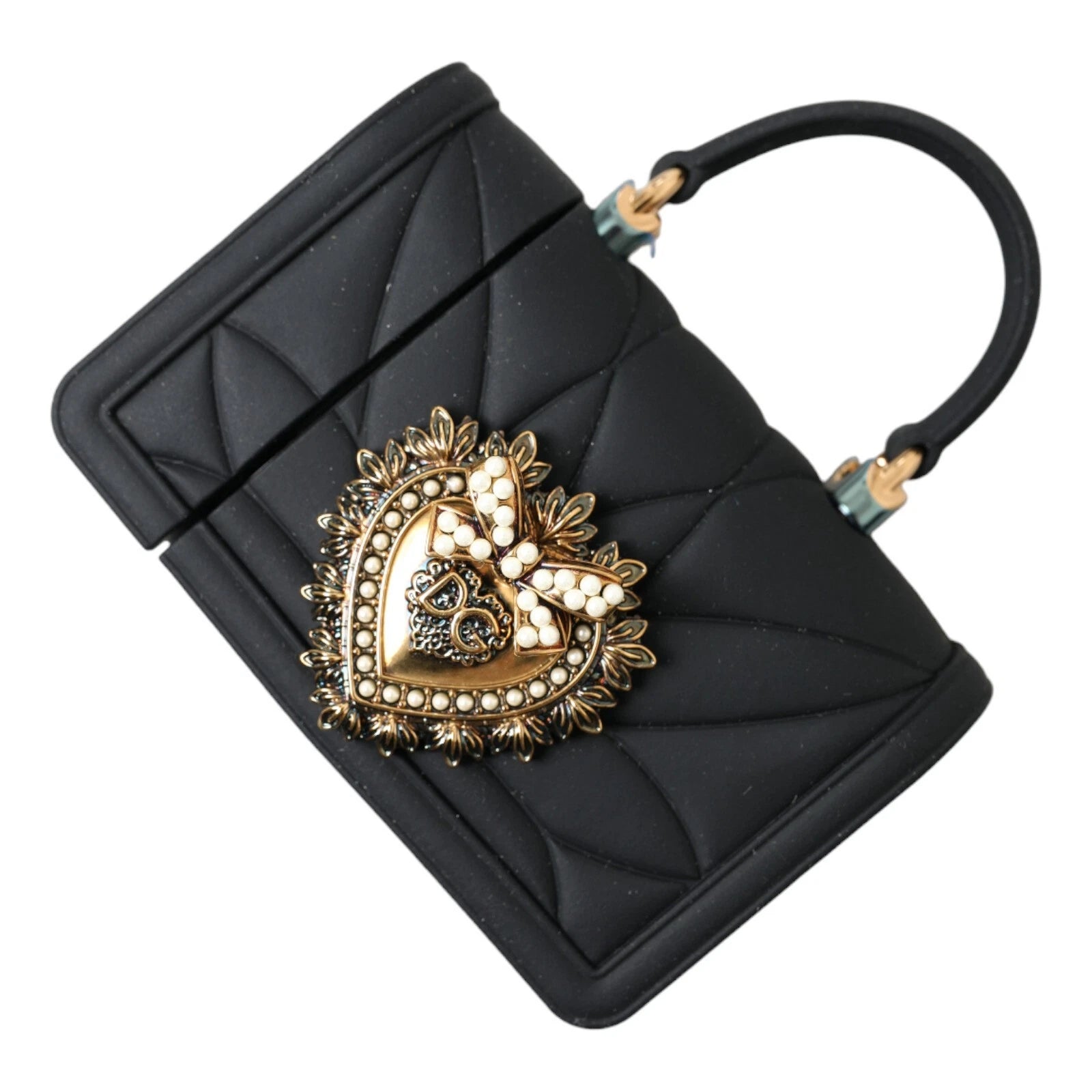Case Black Silicone Devotion Heart Cover Hand Bag Airpod Dolce & Gabbana