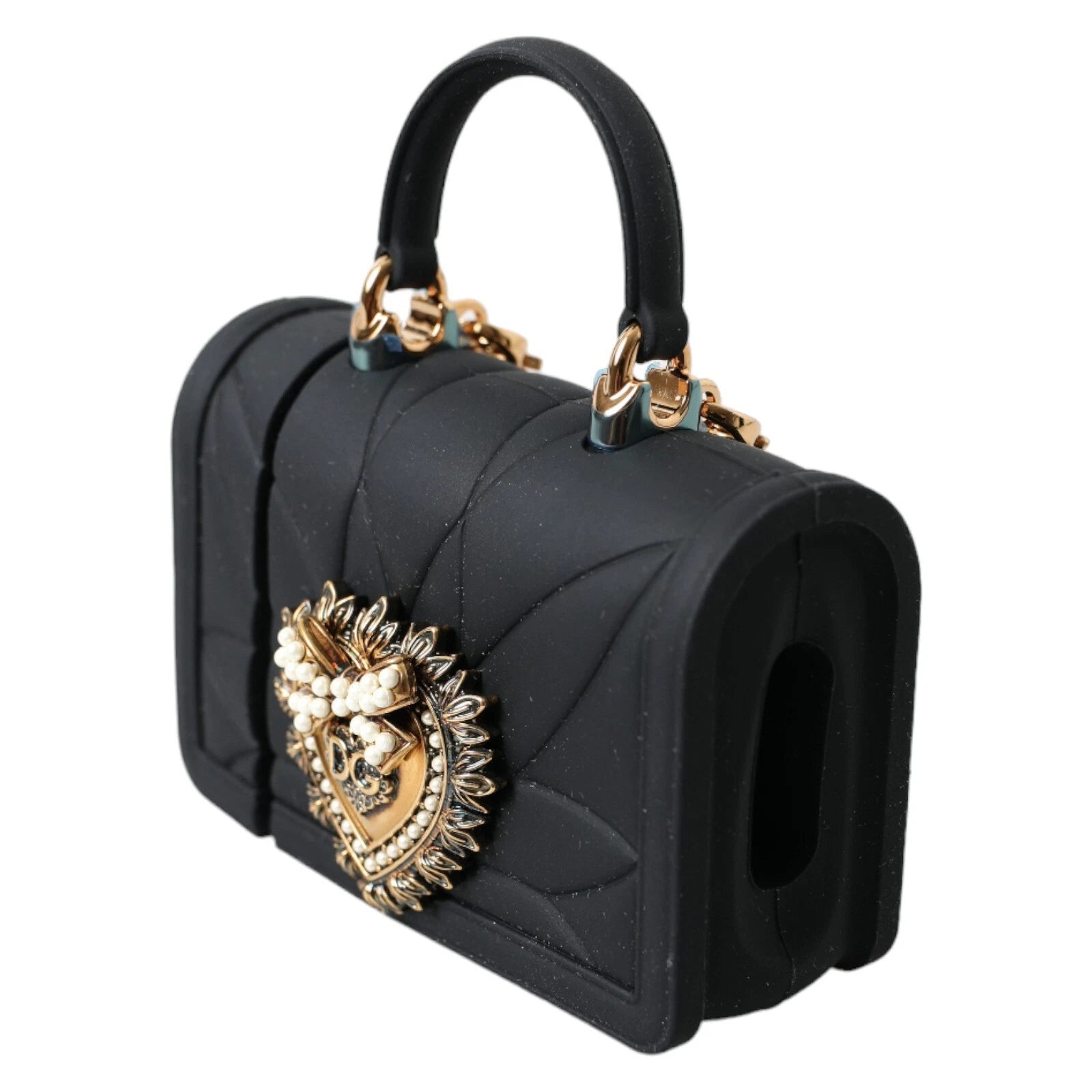 Case Black Silicone Devotion Heart Cover Hand Bag Airpod Dolce & Gabbana
