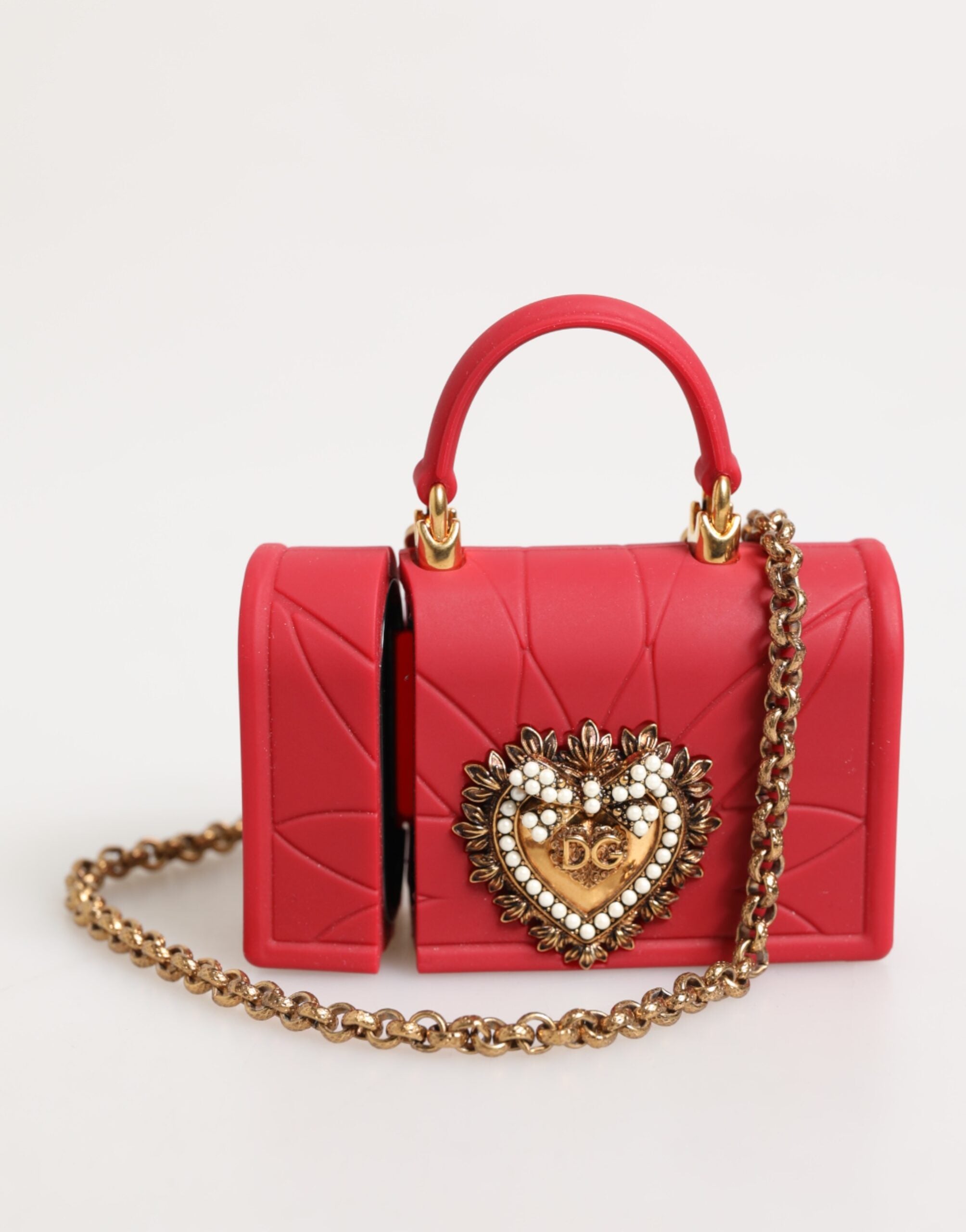 Red Silicone Devotion Heart Cover Bag Women Airpods Case Dolce & Gabbana