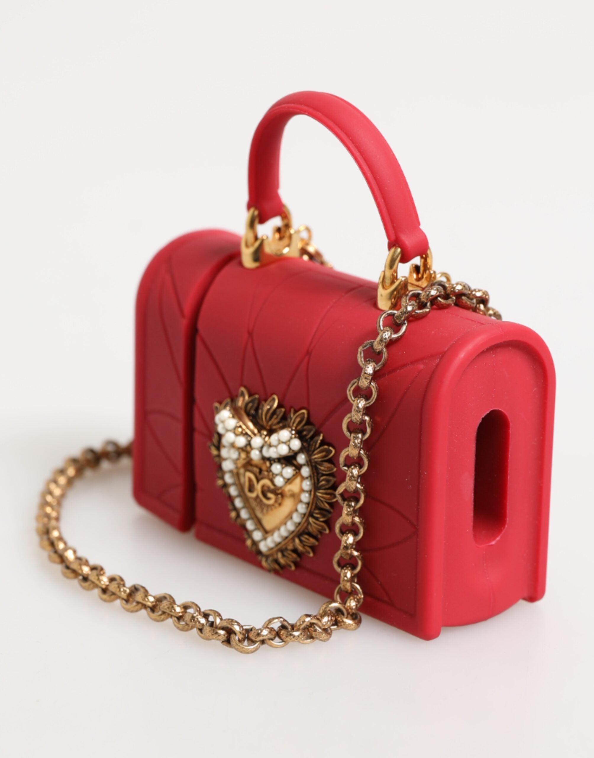 Red Silicone Devotion Heart Cover Bag Women Airpods Case Dolce & Gabbana