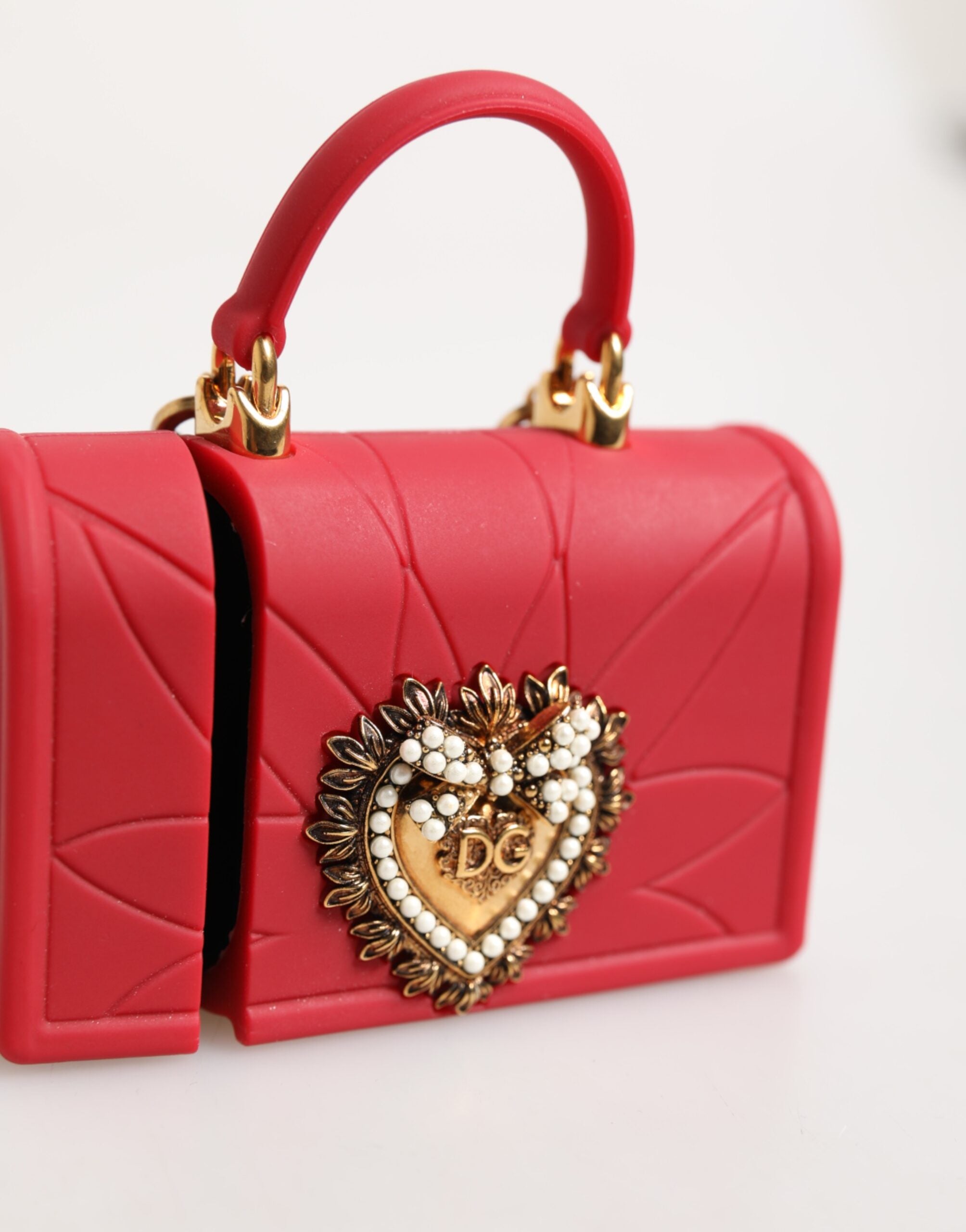 Red Silicone Devotion Heart Cover Bag Women Airpods Case Dolce & Gabbana