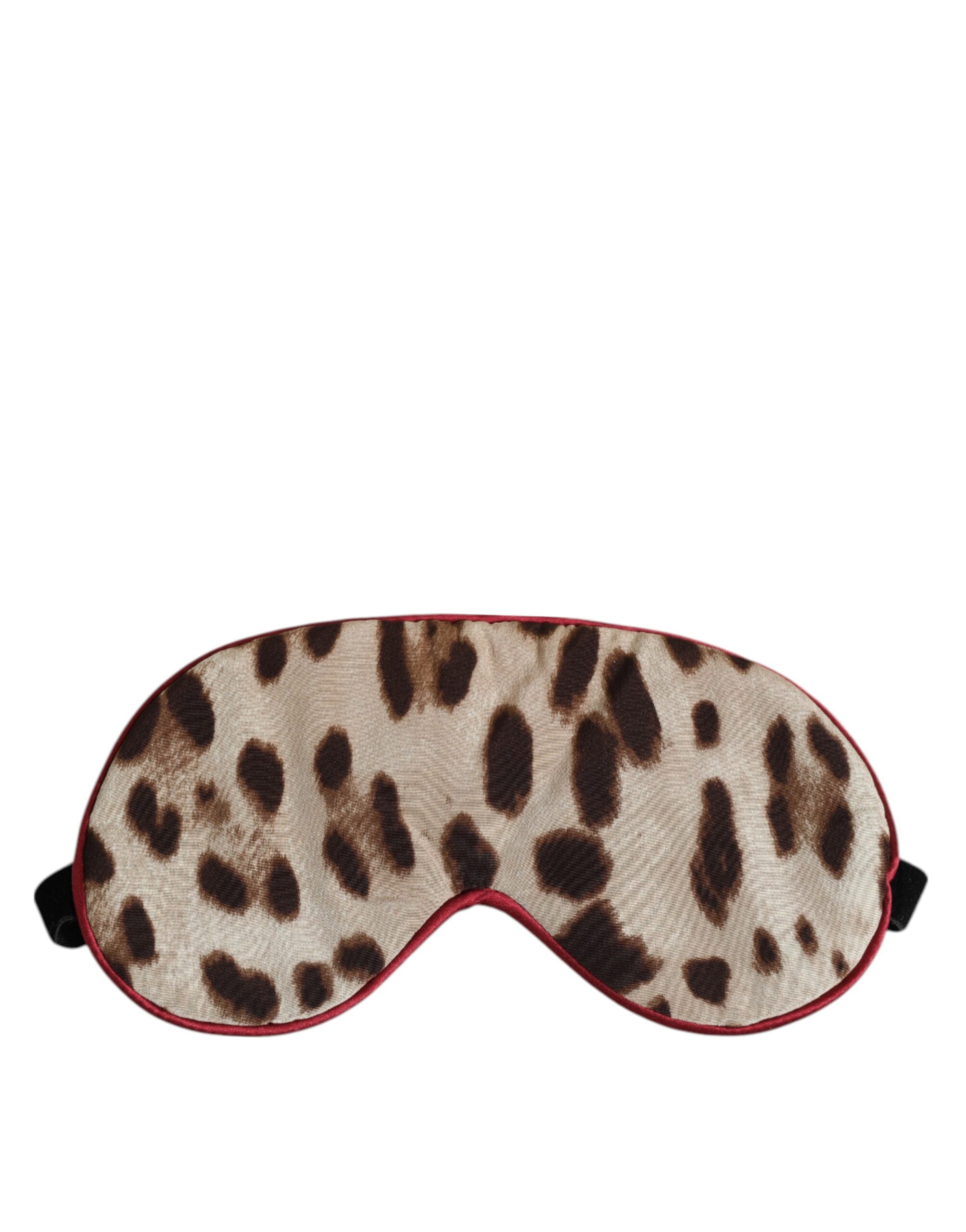 Brown Leopard Print Silk Women Accessory Sleep Eye Mask Dolce & Gabbana