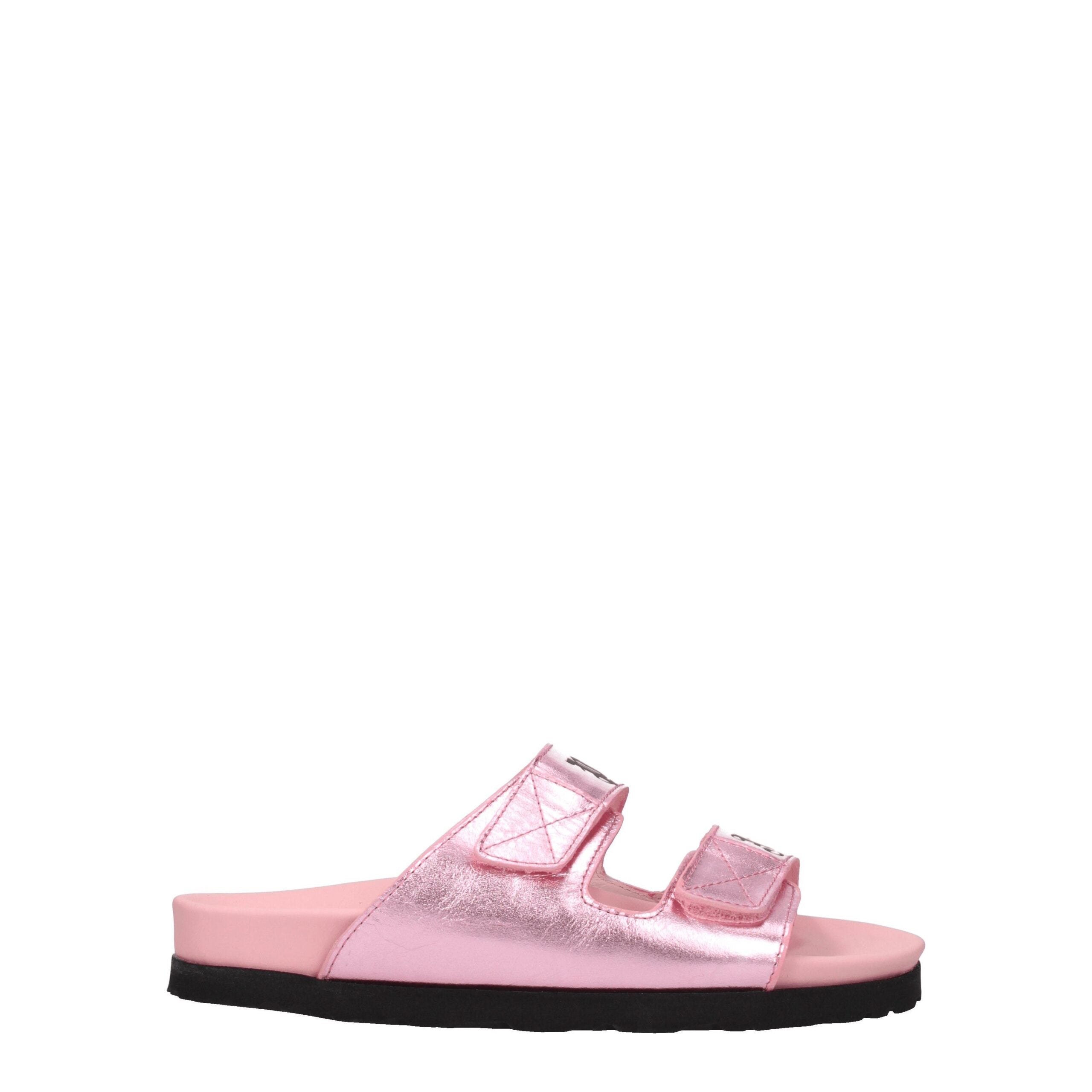 Pink Leather Slippers Sandals Palm Angels
