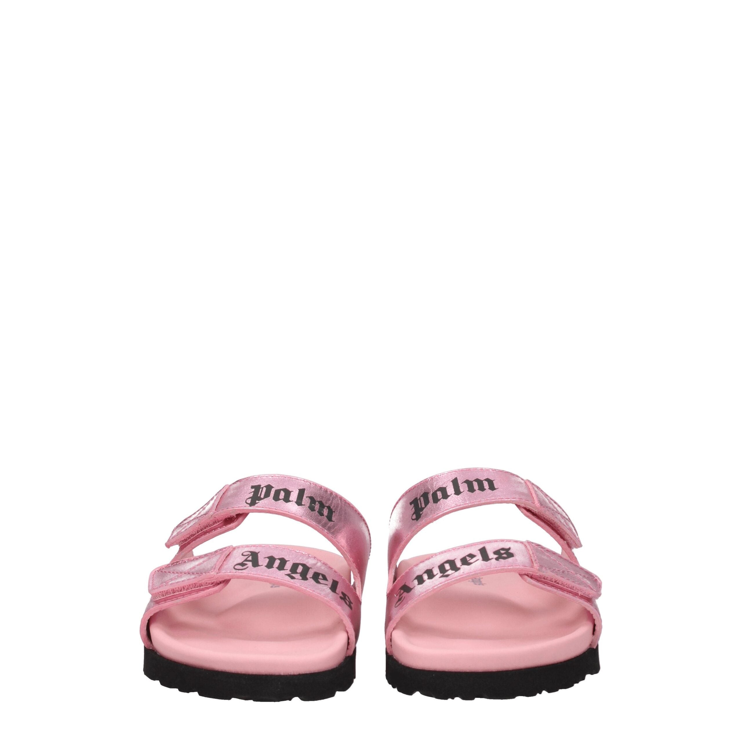 Pink Leather Slippers Sandals Palm Angels
