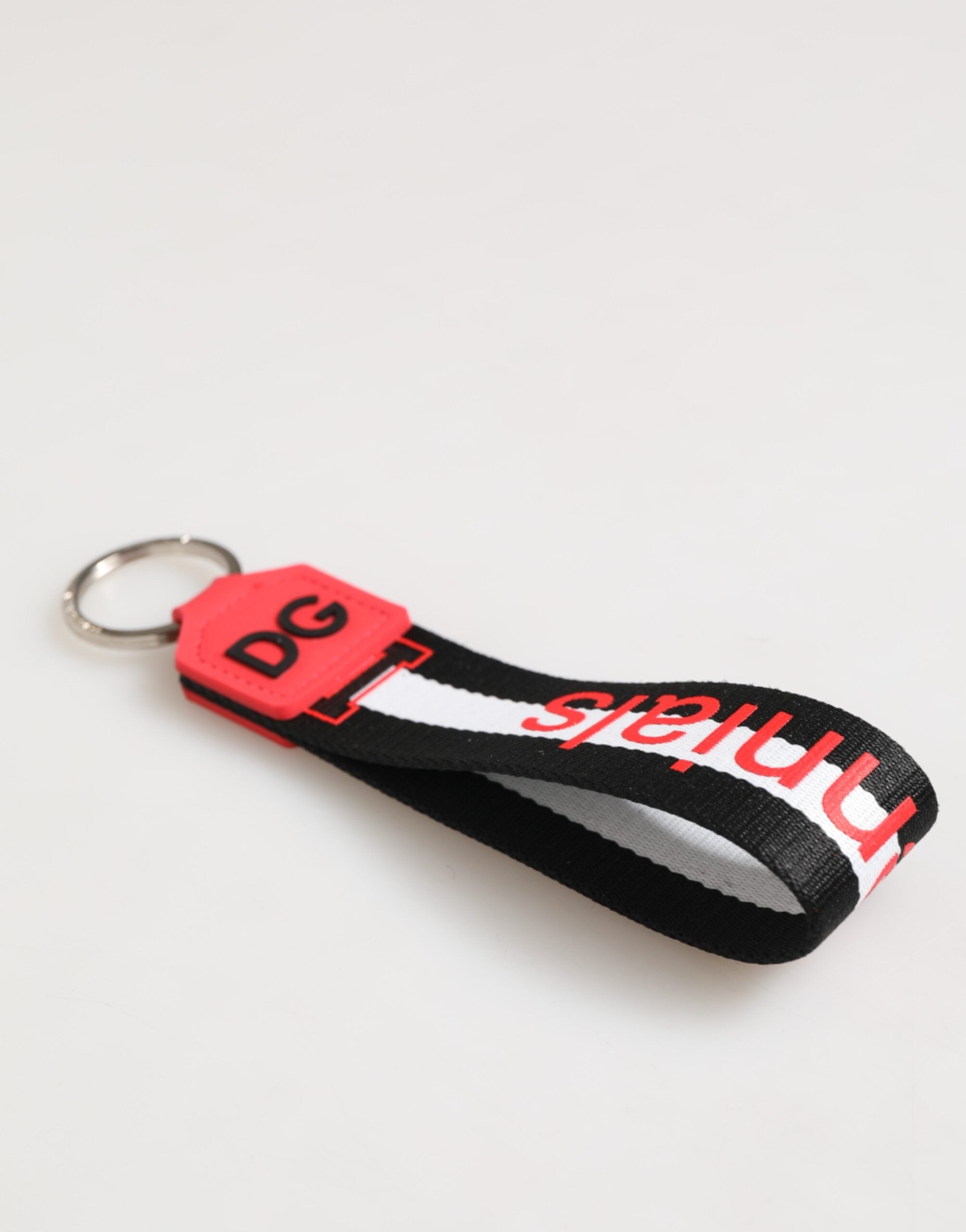 Red White DG Logo Polyester Brass Holder Keychain Keyring Dolce & Gabbana