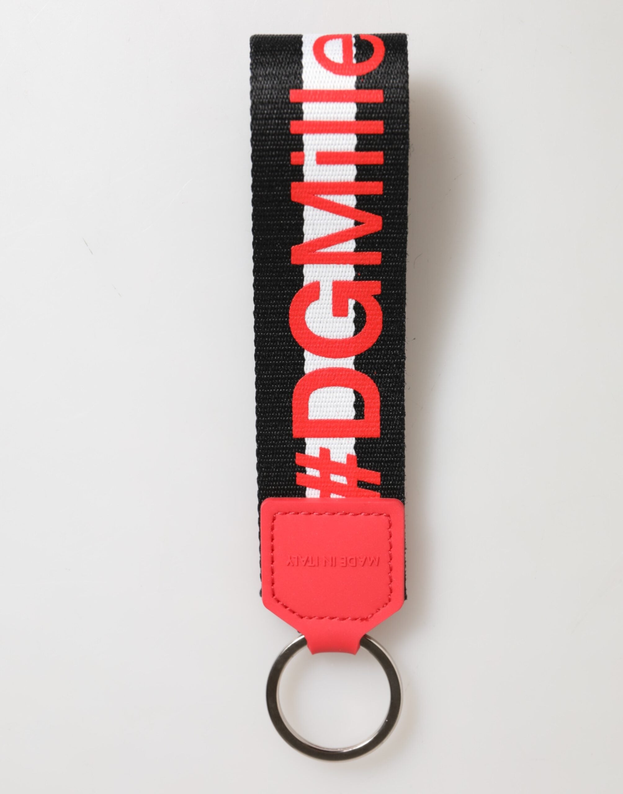 Red White DG Logo Polyester Brass Holder Keychain Keyring Dolce & Gabbana